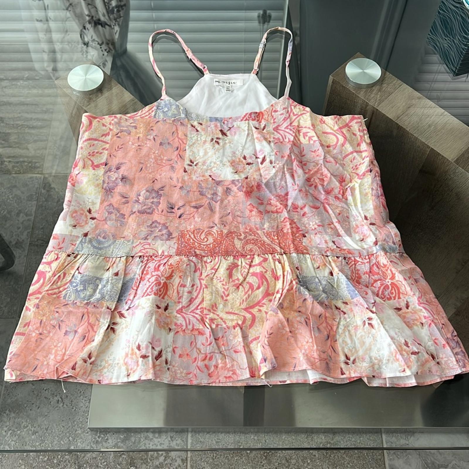 NEW Maisie Nordstrom Patchwork Floral Paisley Tank Top, Pink Blush Size XS