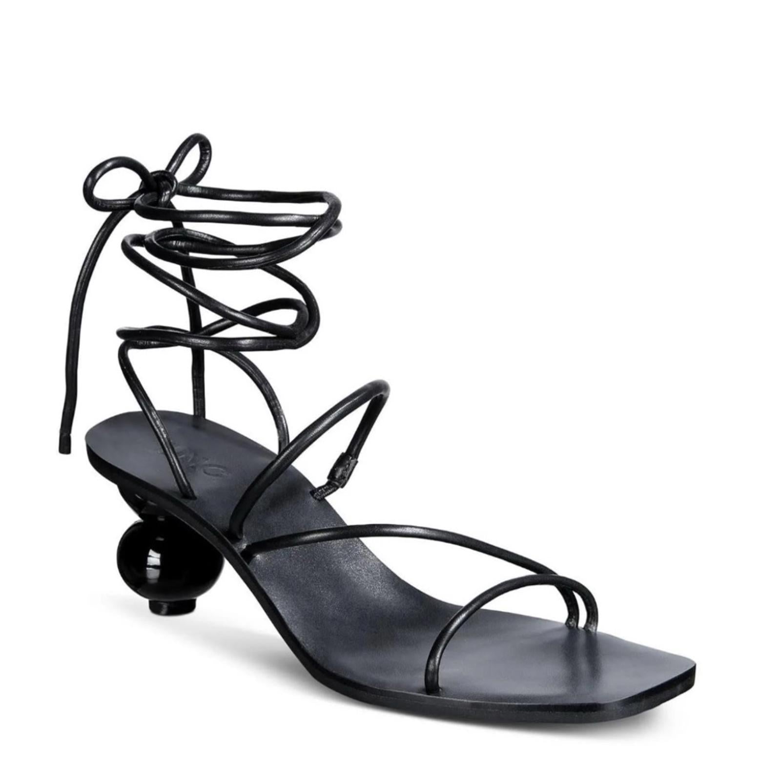 INC Chedel Lace-Up Ankle-T Sandals in Black, Size 5.5 New in Box $79.50
