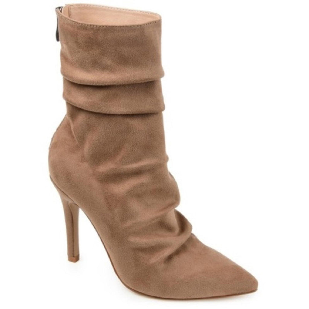 Journee Collection Markie Back Heel Zip Stiletto Booties in Tan, Size 9.5 NEW