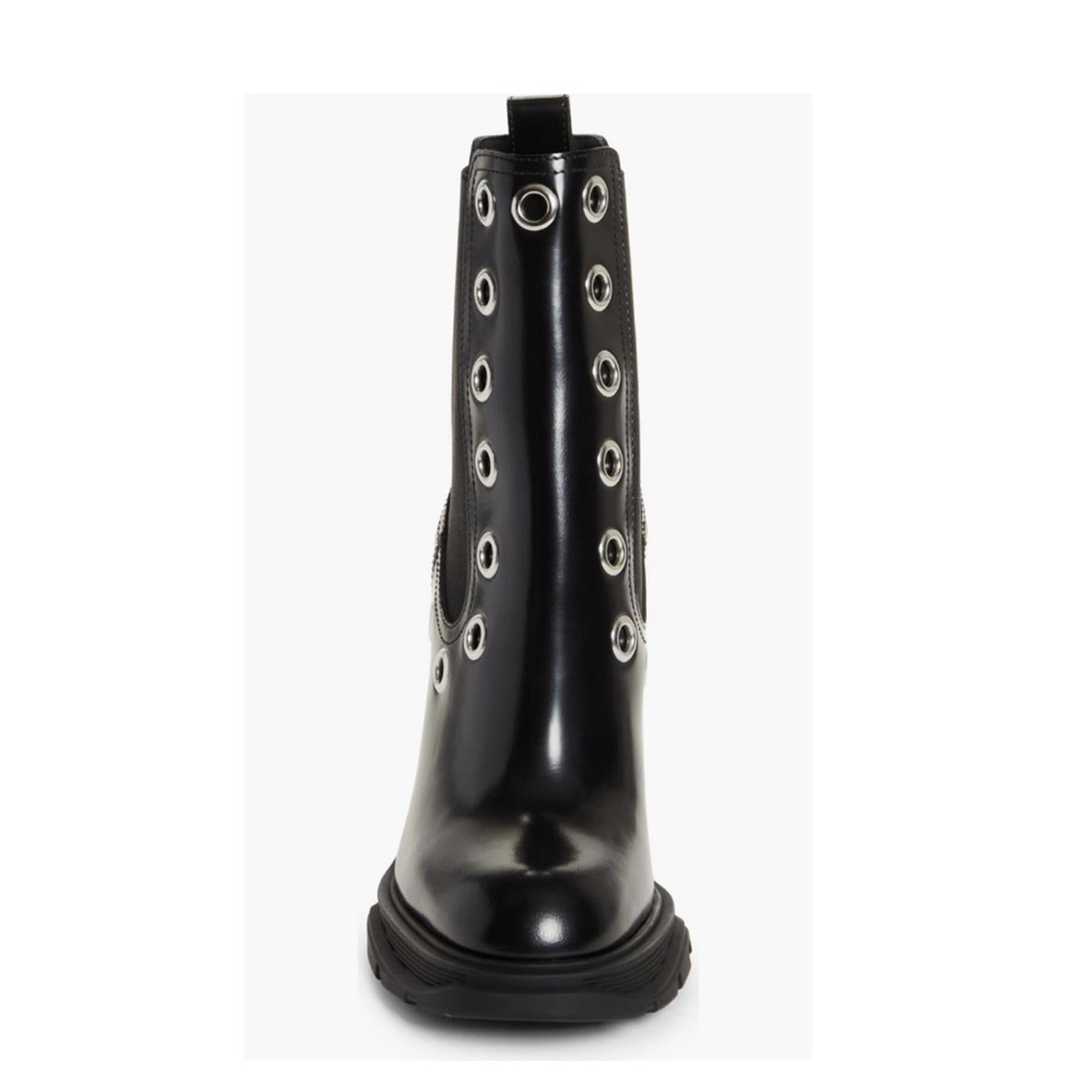 Alexander McQueen Tread Grommet Embellished Boots, Size 41 New +DustBag $1290