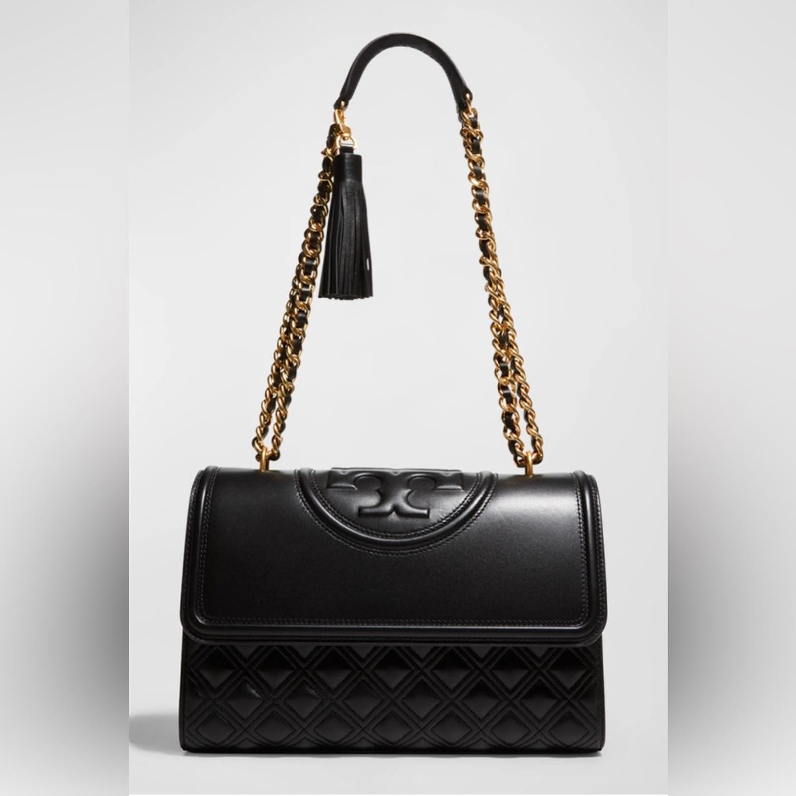Tory Burch Fleming Convertible Shoulder Bag, Black & Gold EXCELLENT!