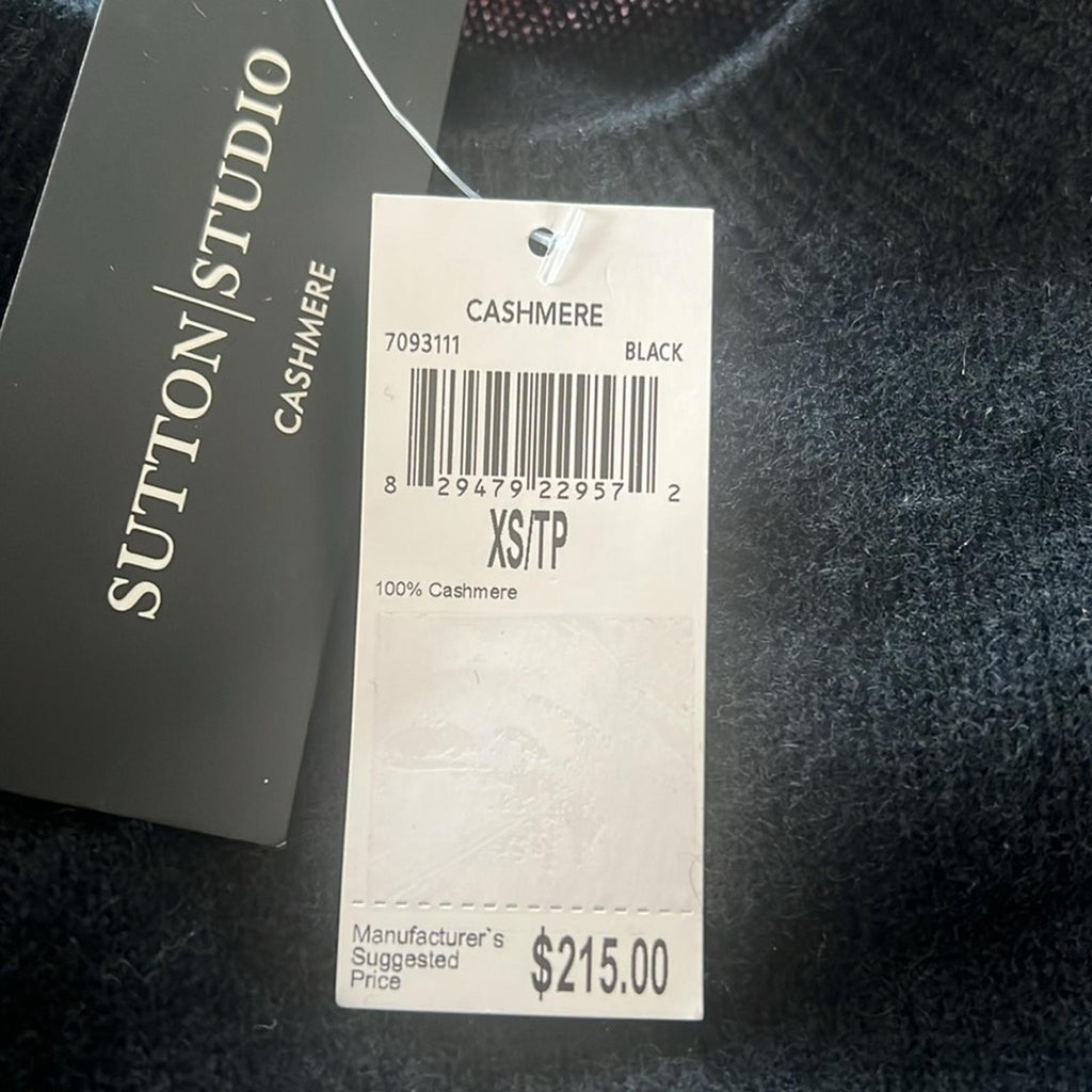 Sutton Studio Cashmere Crewneck in Black, Size XS NEW w/Tag $215