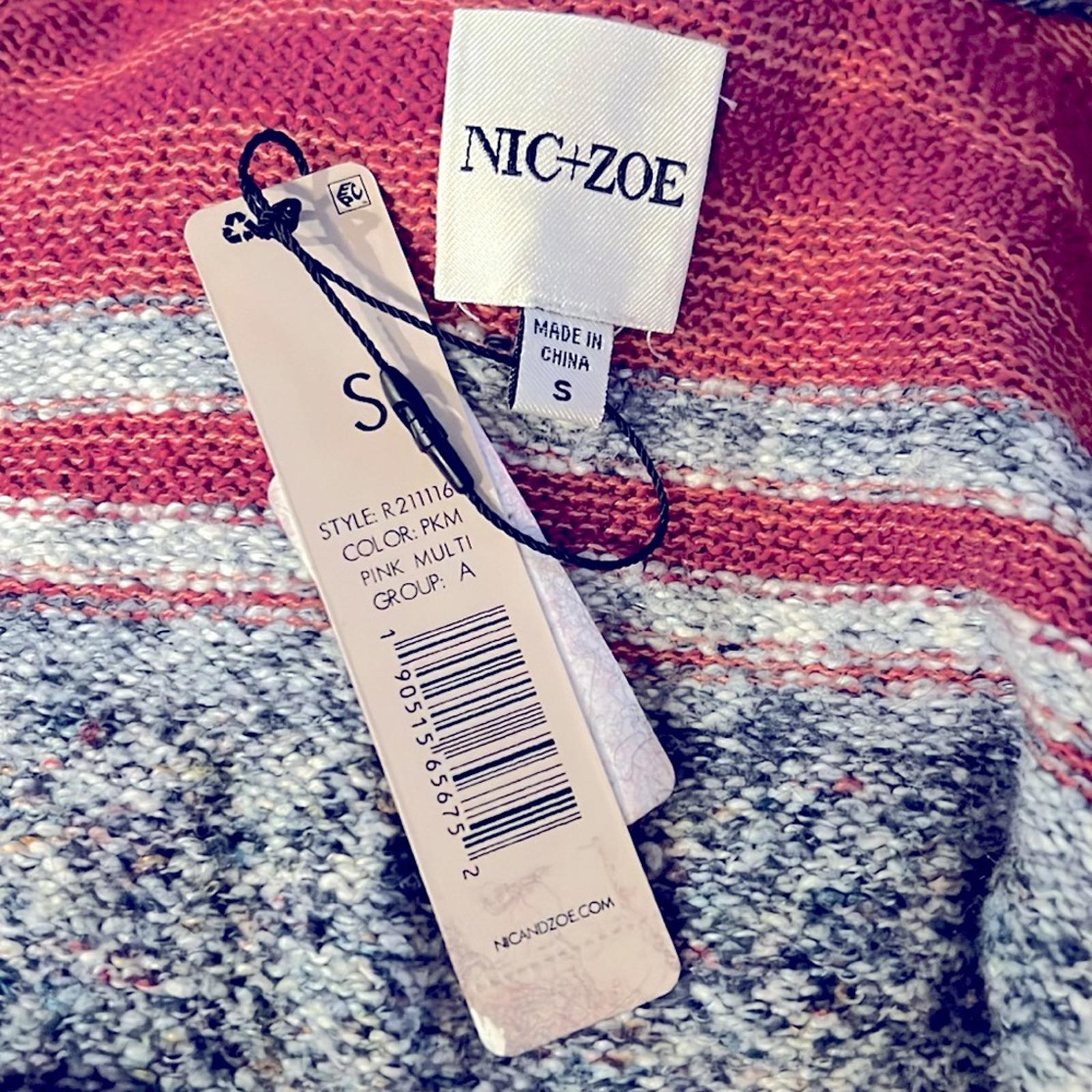 Nic+Zoe Santa Monica Open Front Cardigan w/Long Sleeves, Pink Multi Size S NWT