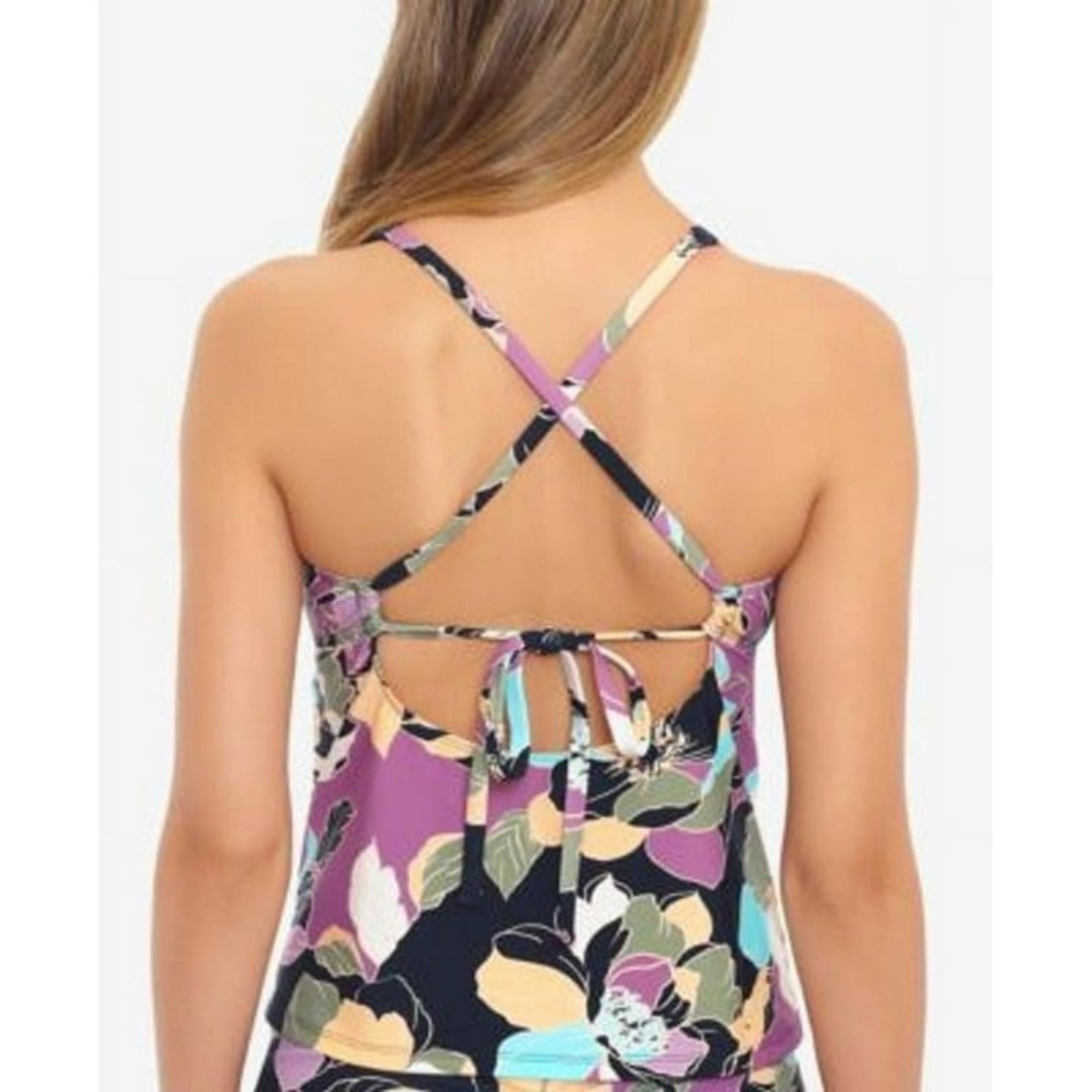 Salt + Cove Midnight Bloom V Wire Tankini Top Swimsuit, Size M NEW w/Tag