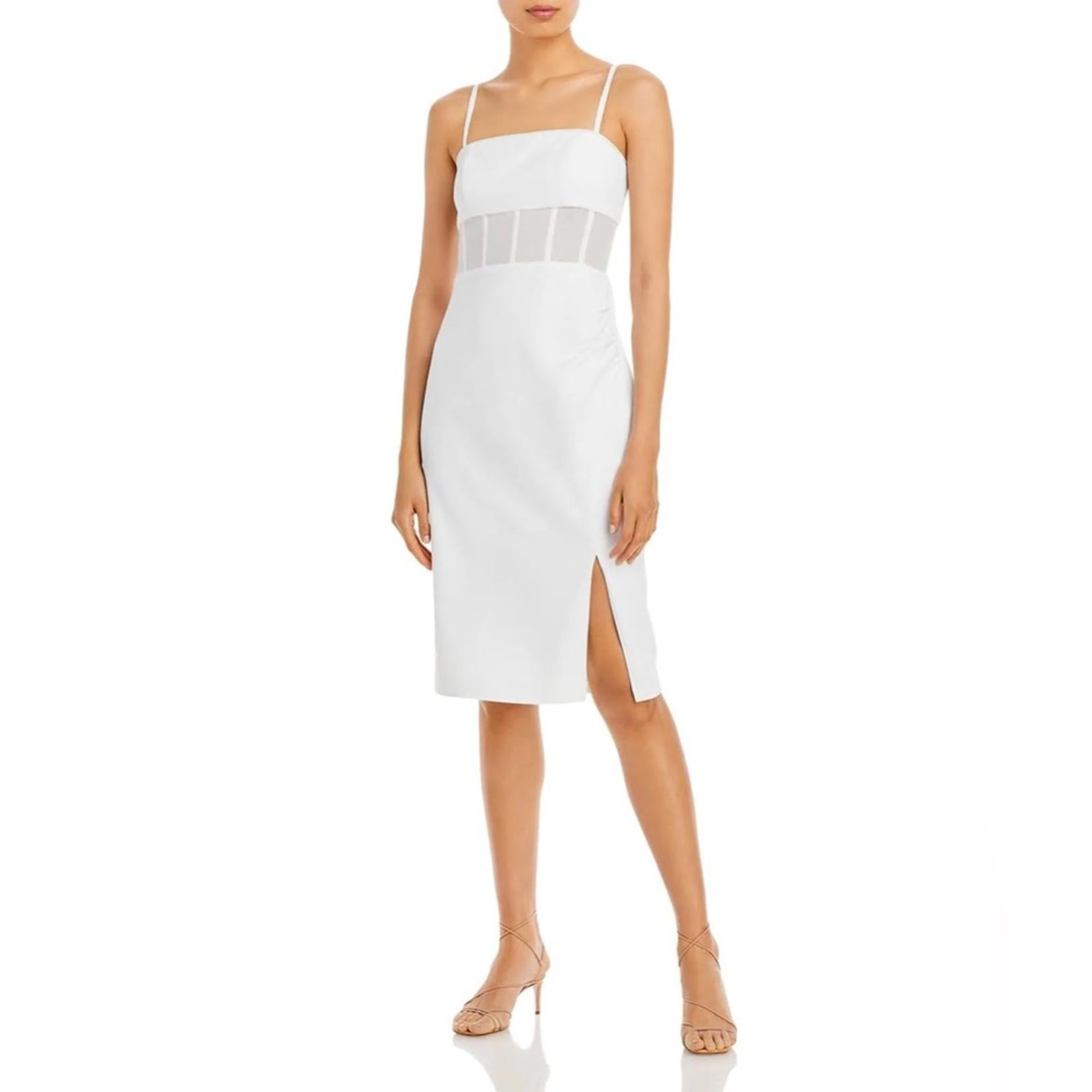 BCBGMaxazria STRAPLESS Illusion Waist Dress, White Size 10, Retail $298
