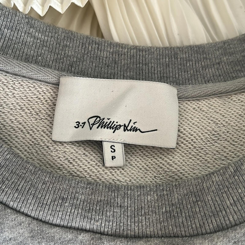3.1 Phillip Lim Twist Detail Pleated Peplum Long-Sleeve Top, Size S Retail $375