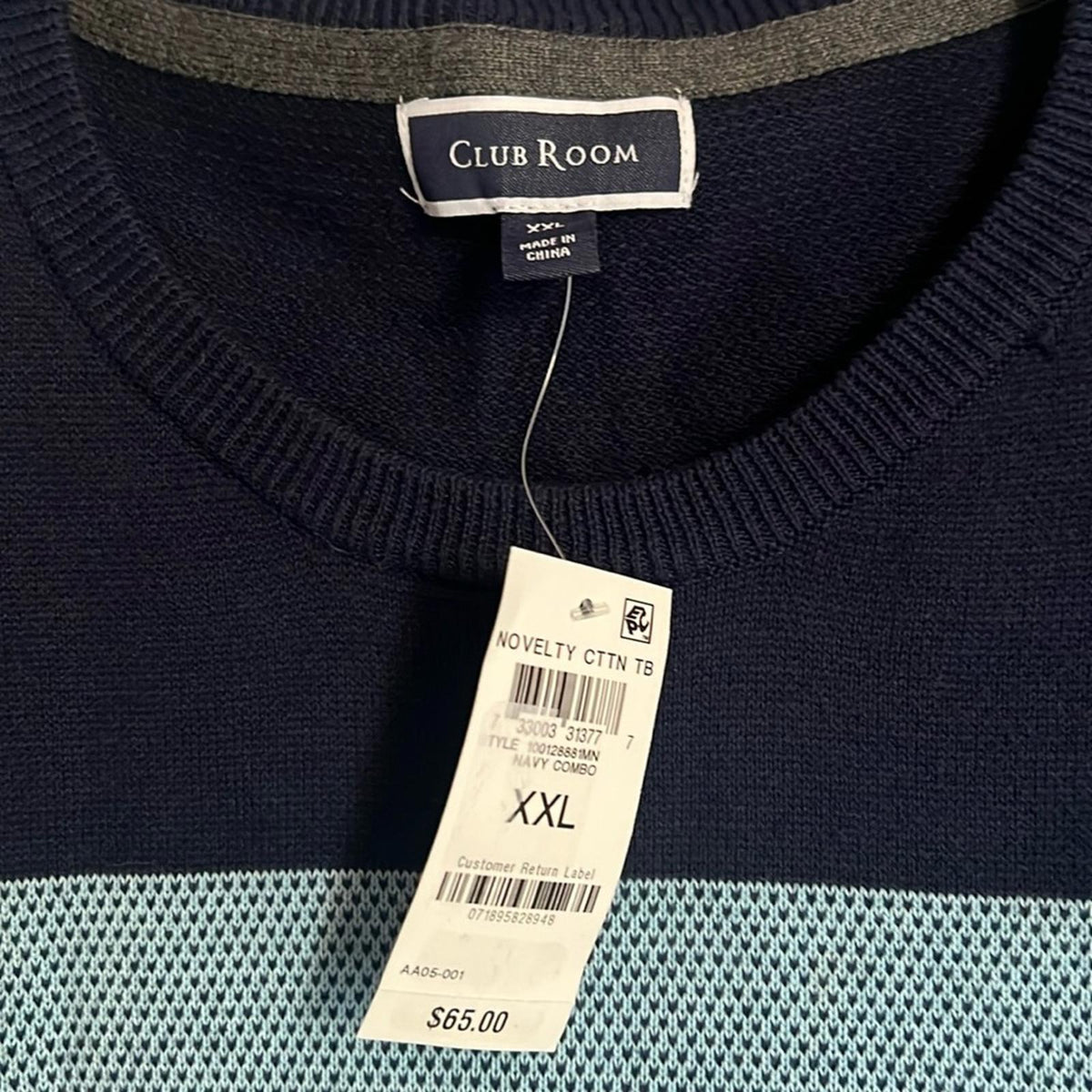 Club Room Lightweight Color Block Crewneck Pullover Sweater, Size XXL NEW w/Tag