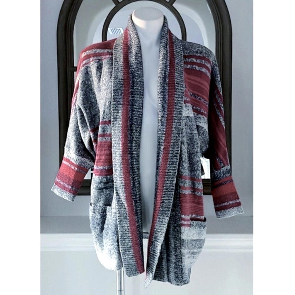 Nic+Zoe Santa Monica Open Front Cardigan w/Long Sleeves, Pink Multi Size S NWT