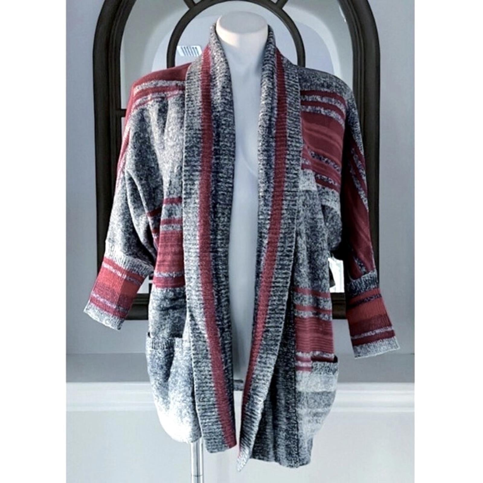 Nic+Zoe Santa Monica Open Front Cardigan w/Long Sleeves, Pink Multi Size S NWT