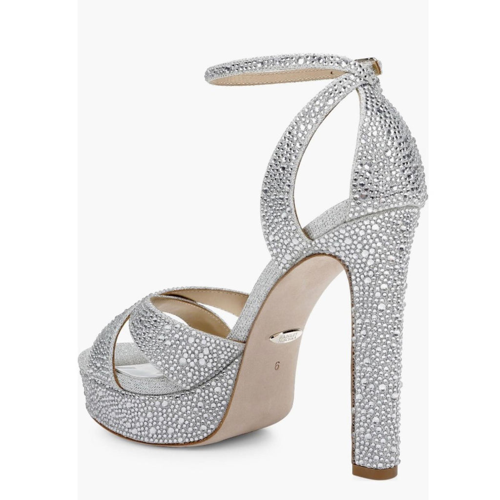Badgley Mischka Fizzy Ankle Strap Platform High Heel Sandals Silver Size 9.5 NWT