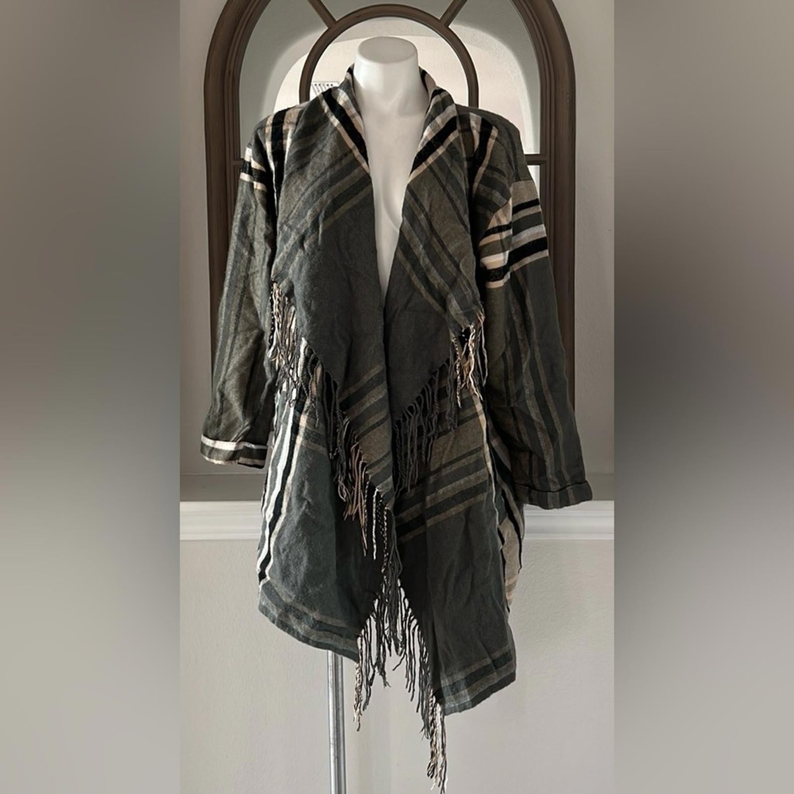 Buffalo’s I jeans Plaid Fringe Cardigan, Size M