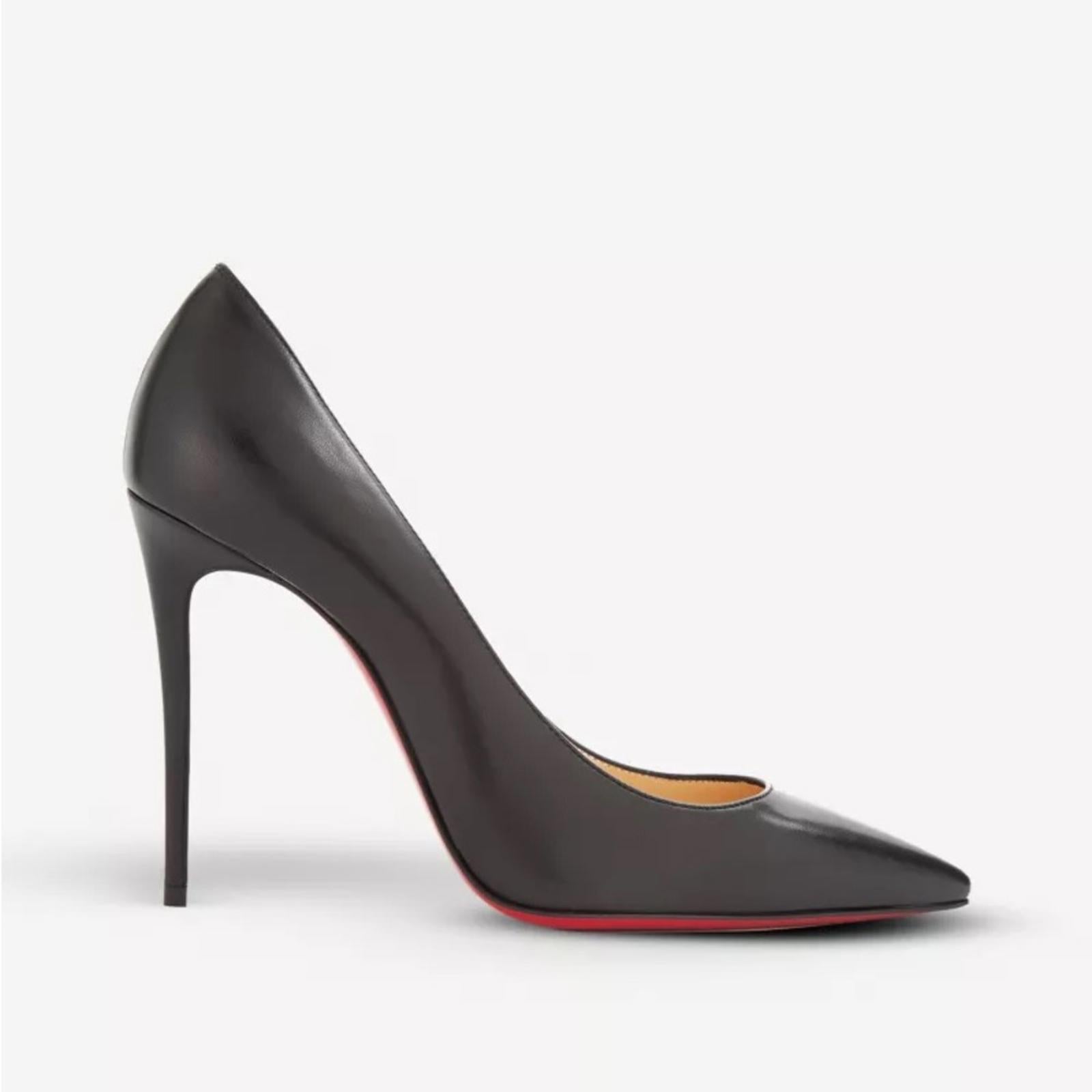 Christian Louboutin Kate 100 Leather Courts in Black, Size 42 NEW + DustBags