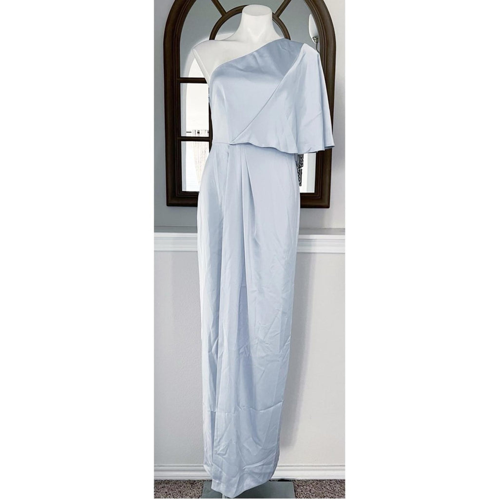 Aidan Mattox Draped One Shoulder Gown in Light Blue New w/Tag $365