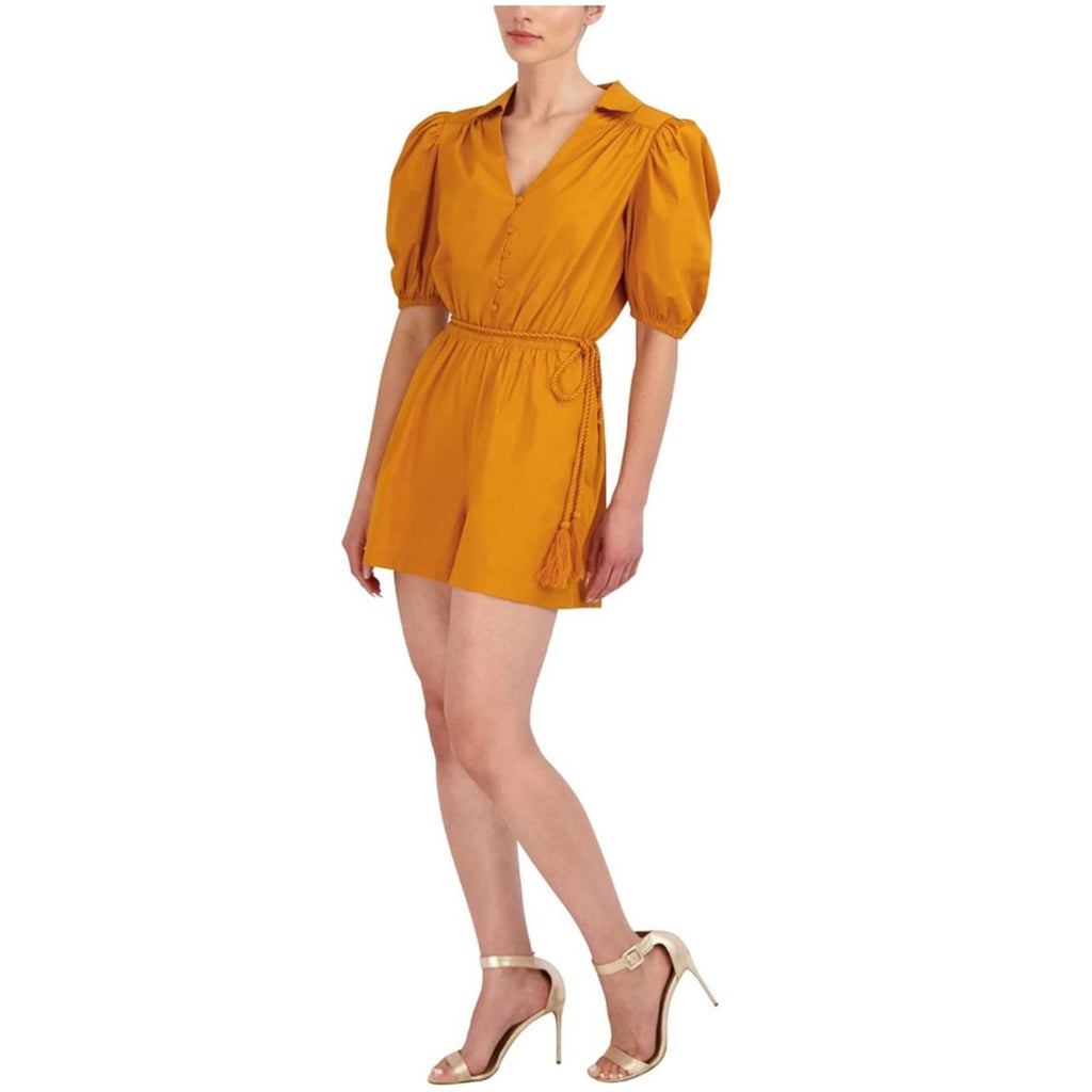 BCBG Maxazria Tassel Tie Romper in Golden Oak, Size XL New w/Tag Retail $238