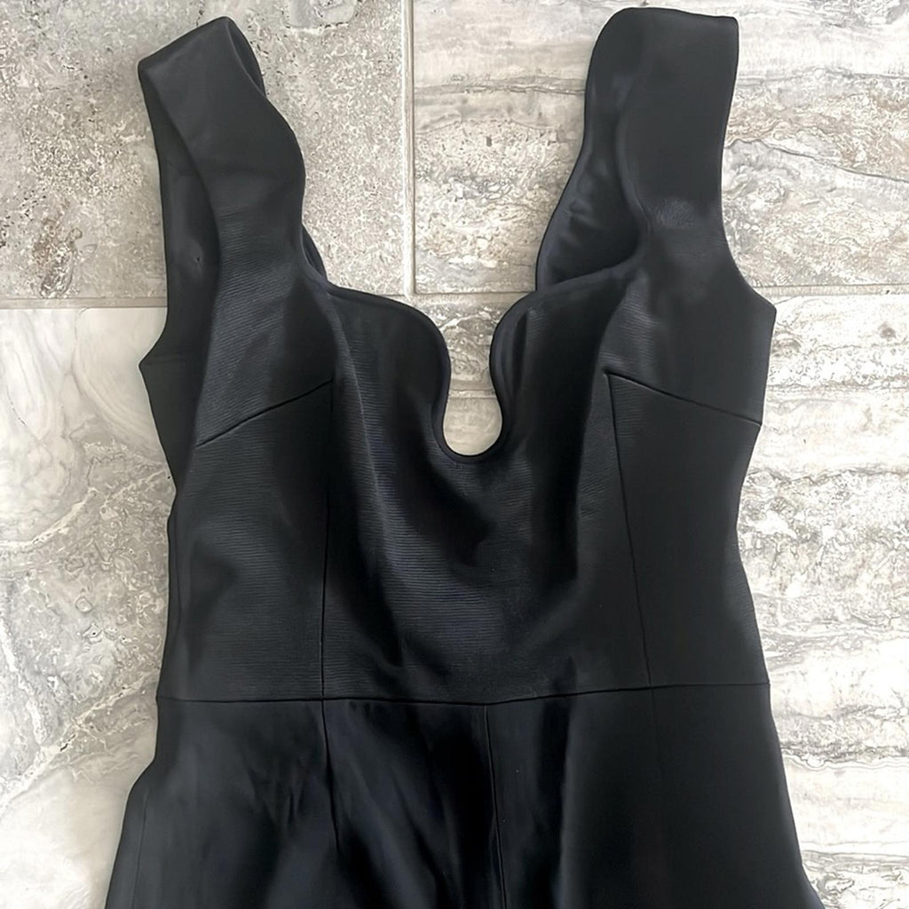 GALVAN Siren Scalloped Straight-Leg Jumpsuit in Black, US 8 NEW w/Tag $1,895