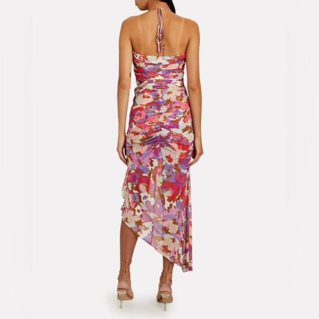 Nicholas x Revolve Maeve Ruched Halter Midi Dress, Size 8 New w/Tag