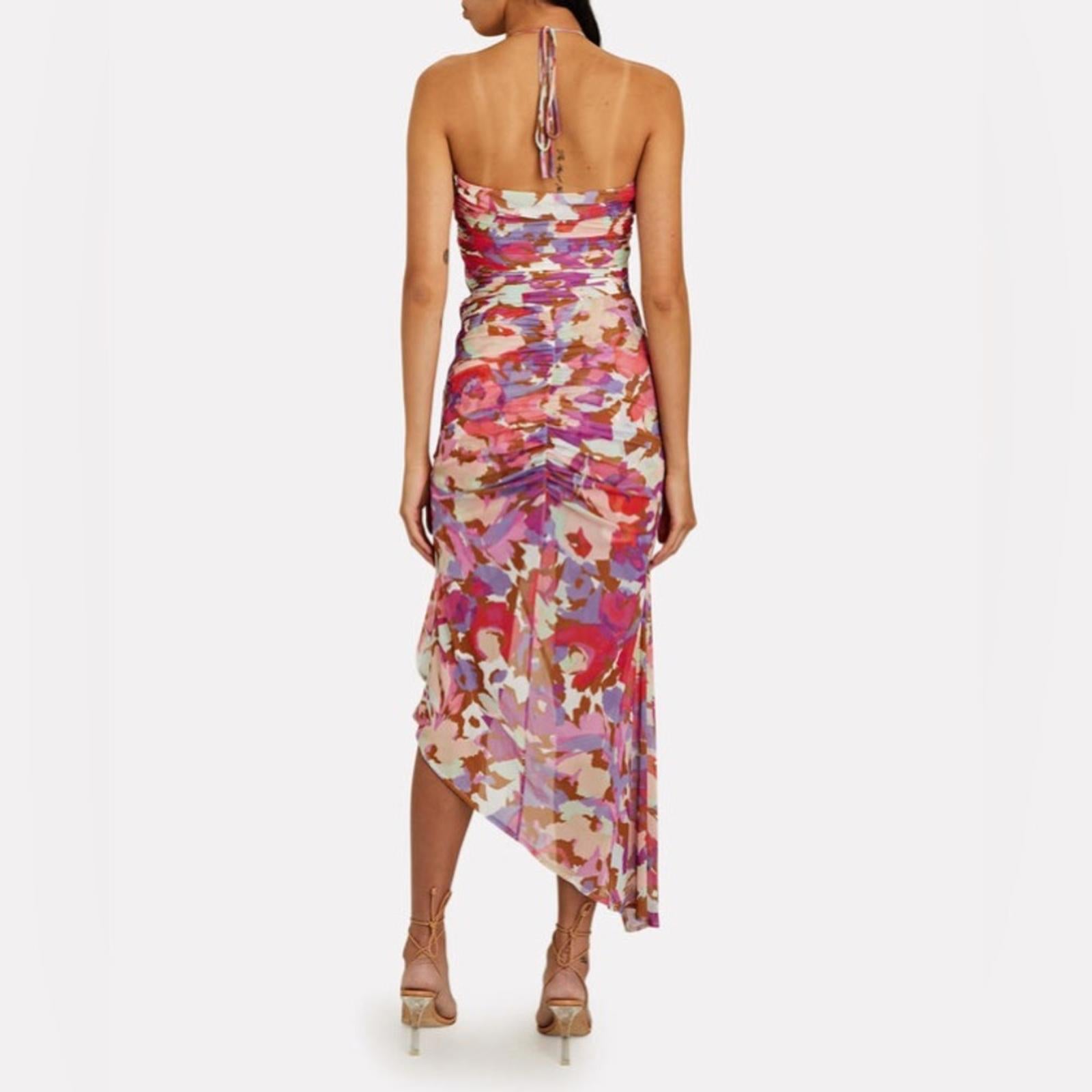 Nicholas x Revolve Maeve Ruched Halter Midi Dress, Size 8 New w/Tag