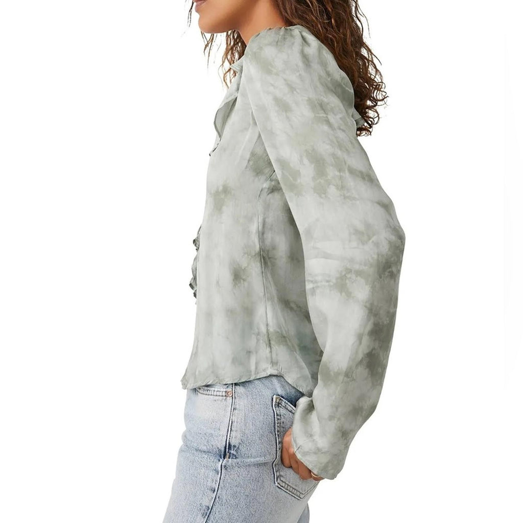 New Free People Women’s Lyocell Tie Front Blouse, Size M New w/Tag Retail $128
