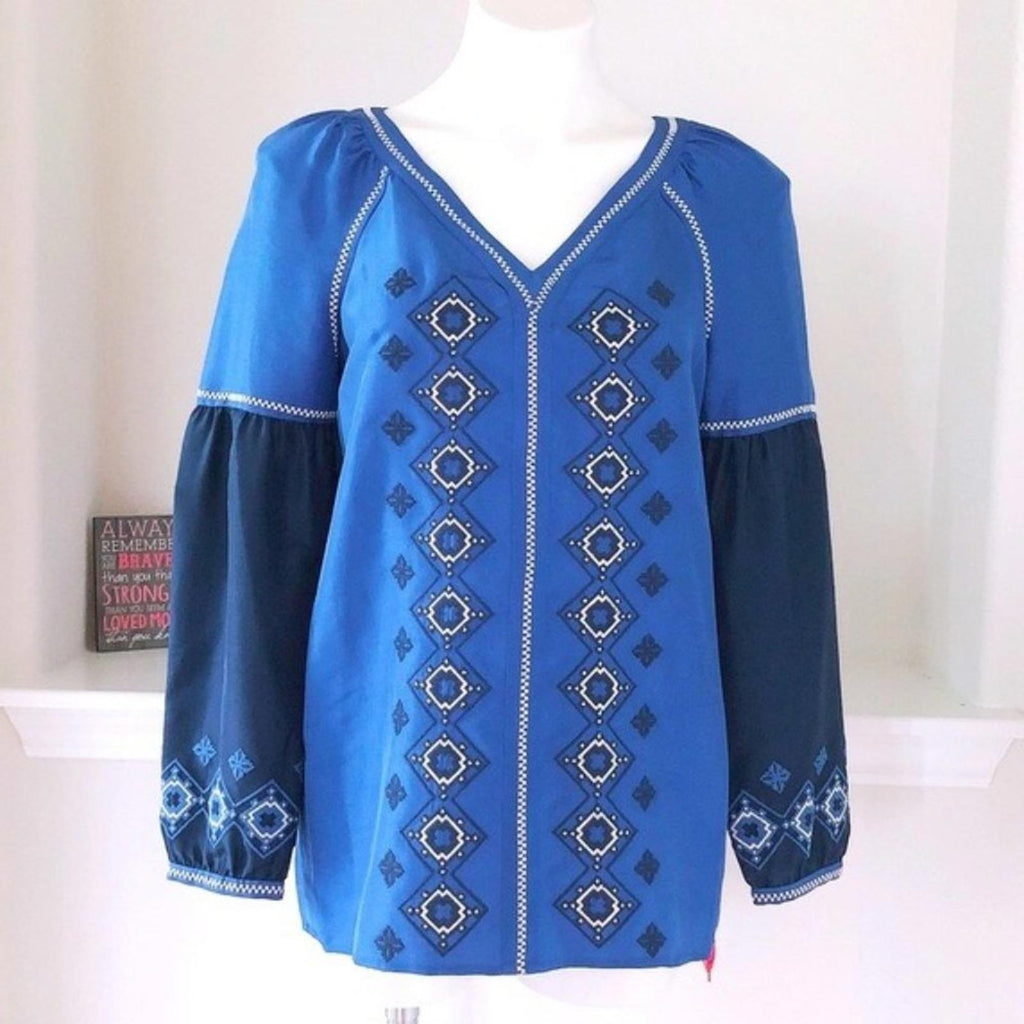 NWT Tory Burch Katya Tunic 100% Silk, in Jewel Blue Size 4 / Small Retail $350