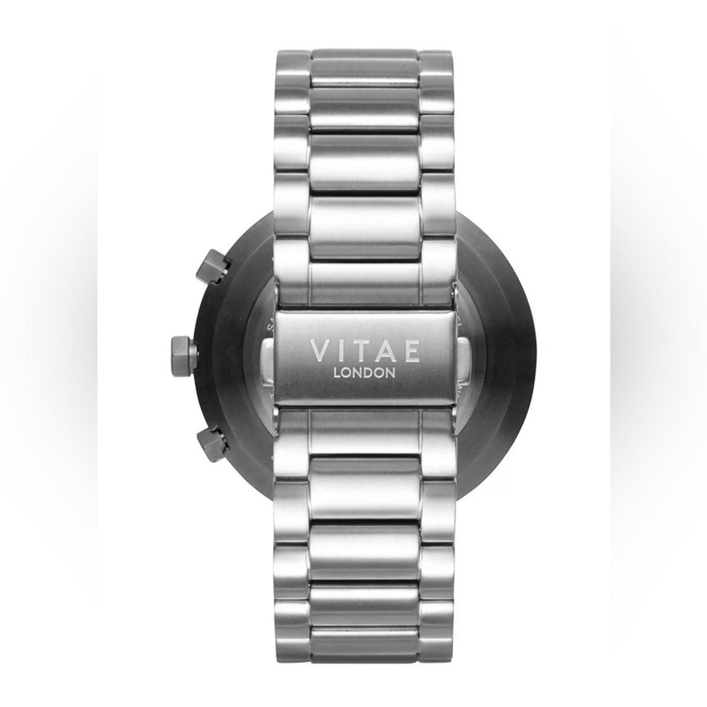Vitae London Watch Elmington Silver Tone Stainless Steel Bracelet 44mm, NWT