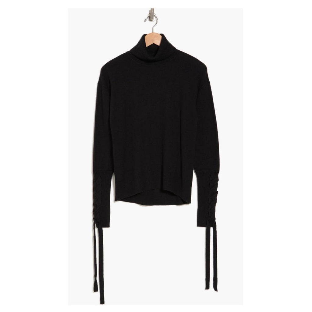 Ramy Brook Walt Turtle Neck Long Lace-Up Sleeve Top in Black, Size XS New w/Tag