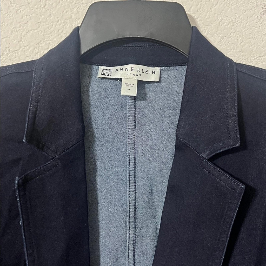 Anne Klein City Denim Faux Double Breasted Patch Pockets, Size XL, NEW