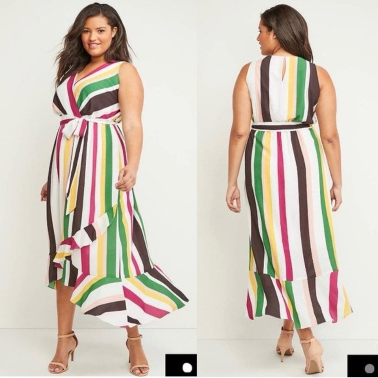 Lane Bryant Striped Faux Wrap Maxi Dress, Multi Plus Size 26 New w/Tag