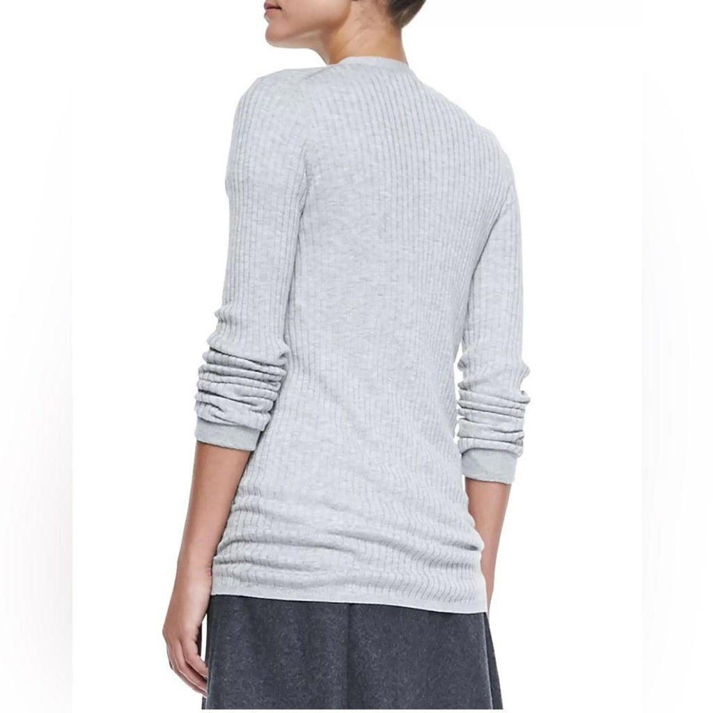 Vince Skinny Ribbed Cardigan in Steel, Size XS New w/Tag Retail $345