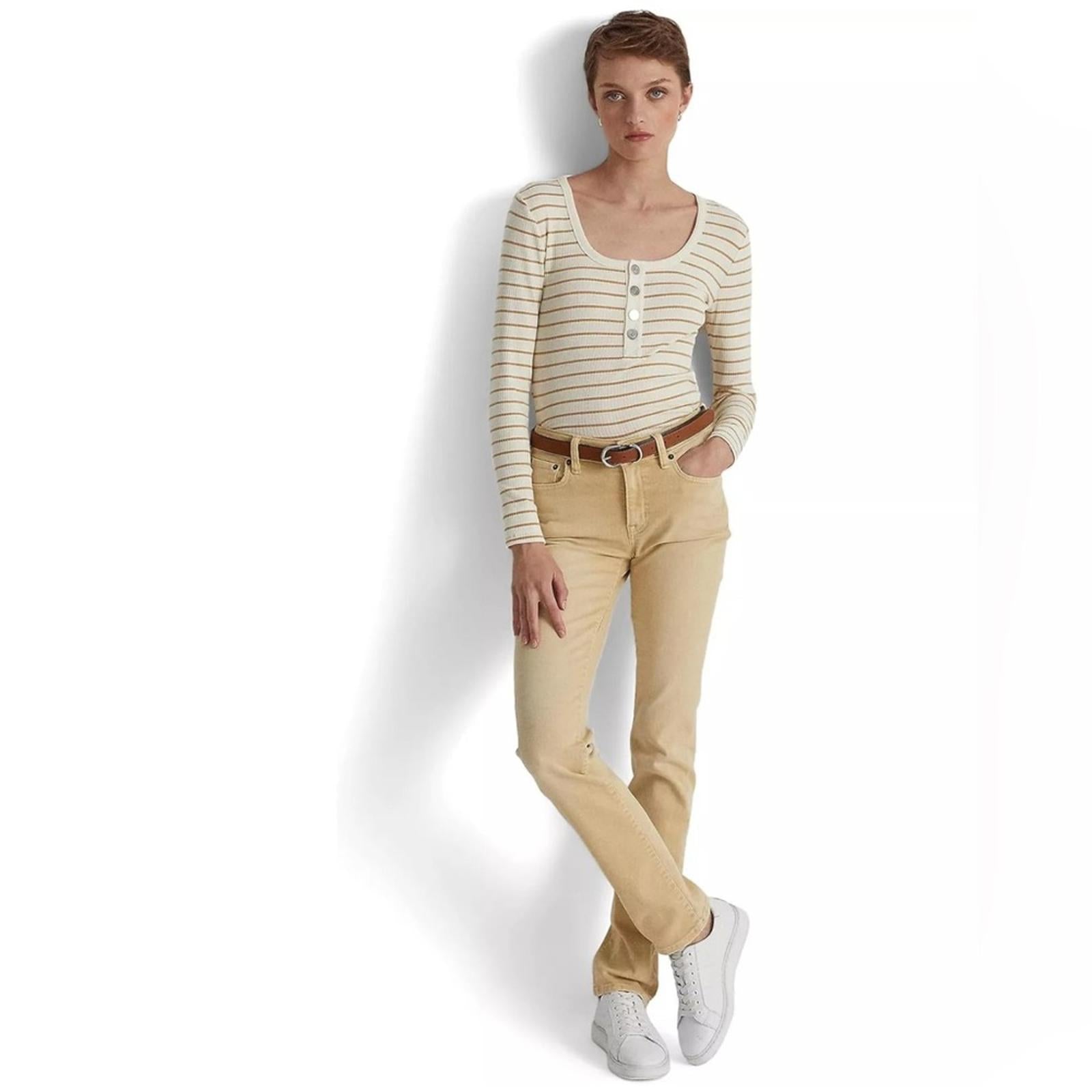 Lauren Ralph Lauren Mascarpone Cream Striped Jersey Women’s Size XL NWT