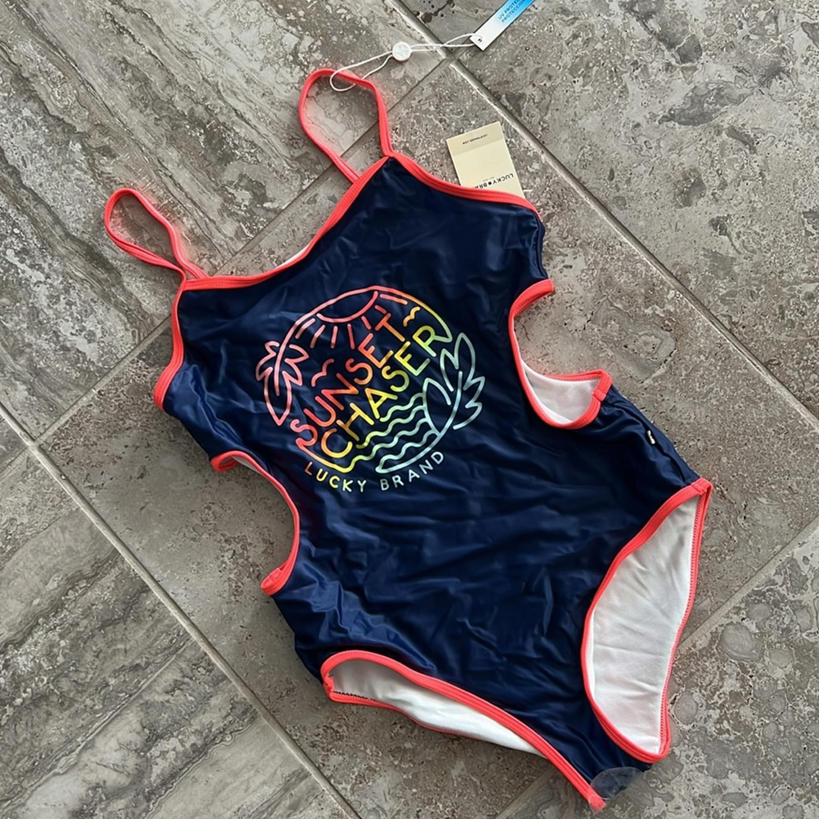 Lucky Brand Girls' One-Piece Swimsuits UPF 50+ Sun Protection Size L(12/14) NWT