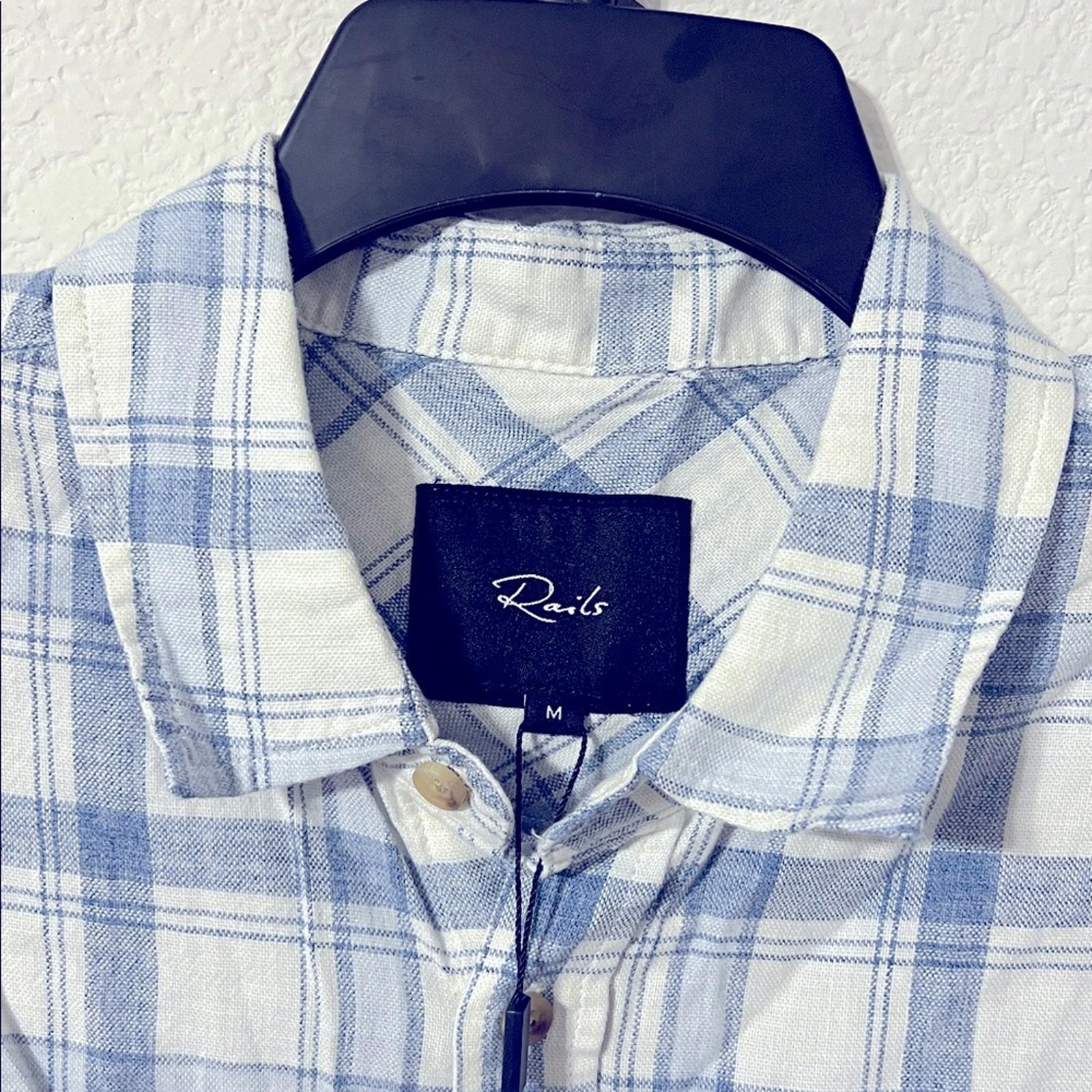 Rails Wyatt Plaid Shirt in White Denim Heather, Size M NEW w/Tag $148