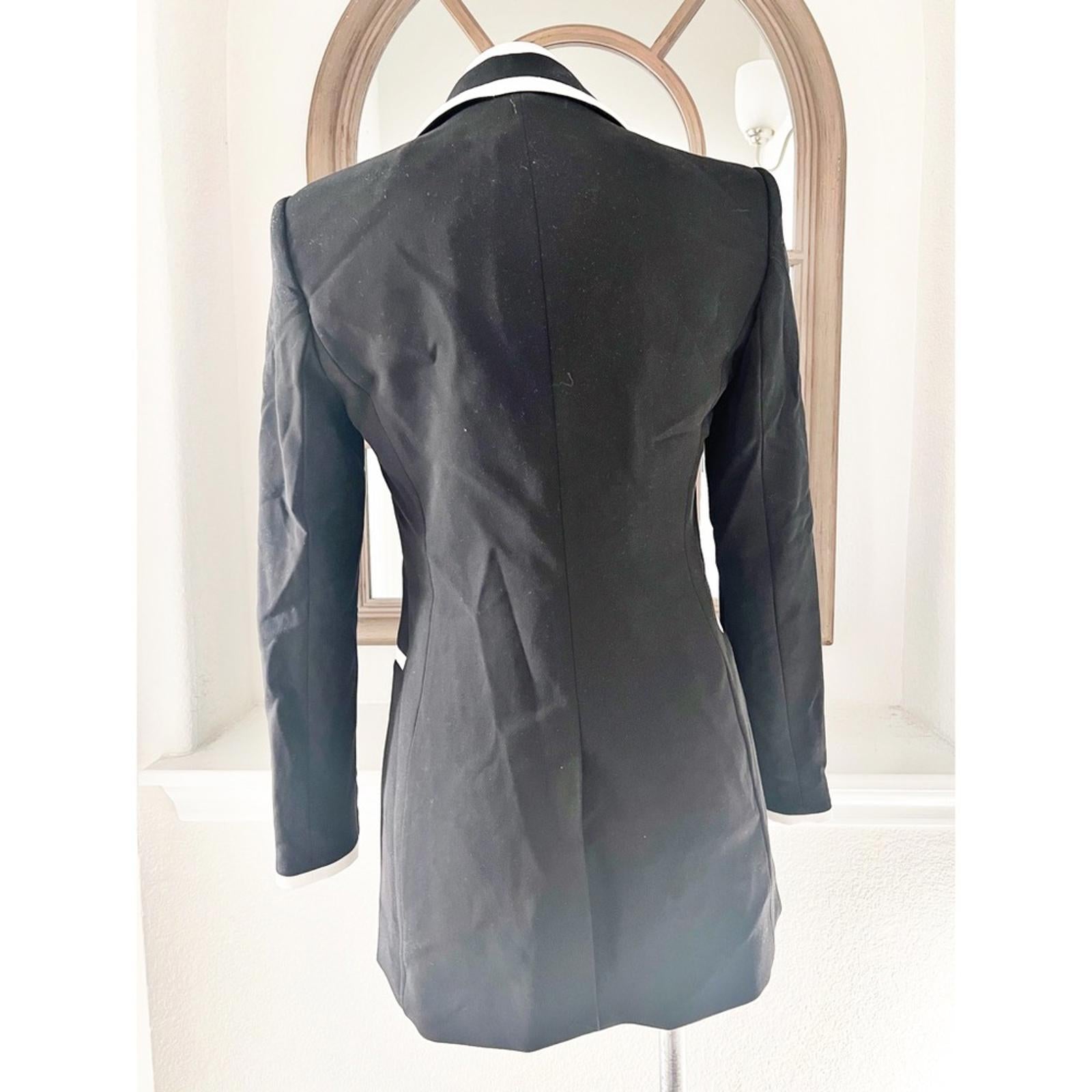 Alice + Olivia Breann Long Fitted Blazer with Piping, Black Size 4, New w/Tag