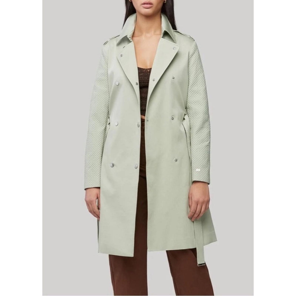 SOIA+KYO "Kya" Trench Coat w/Quilted Sleeves XL New w/Tag + Hanger Retail $445