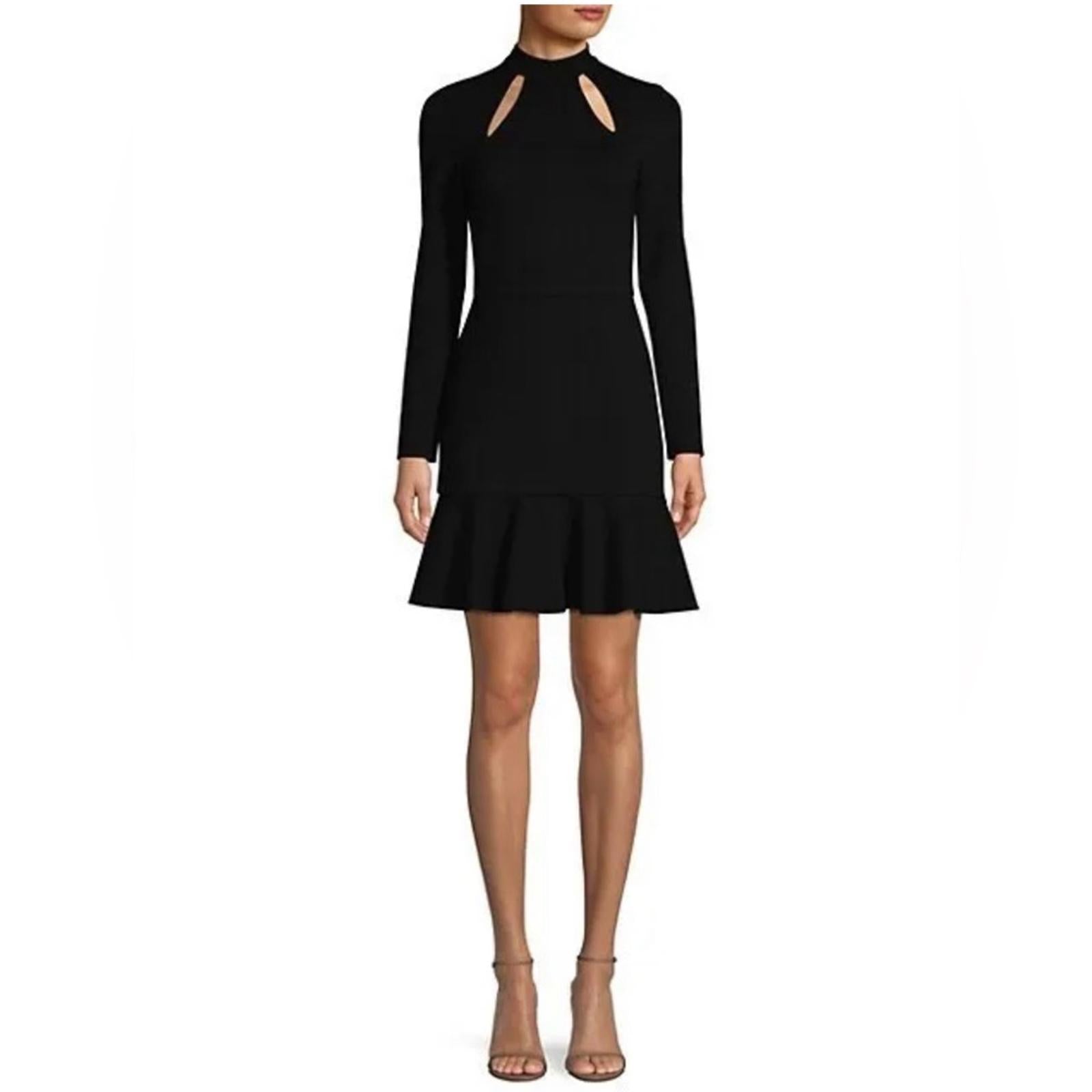 Alice + Olivia Marisela Ruffle Hem Cutout Cocktail Dress Black Size 2 EXCELLENT!