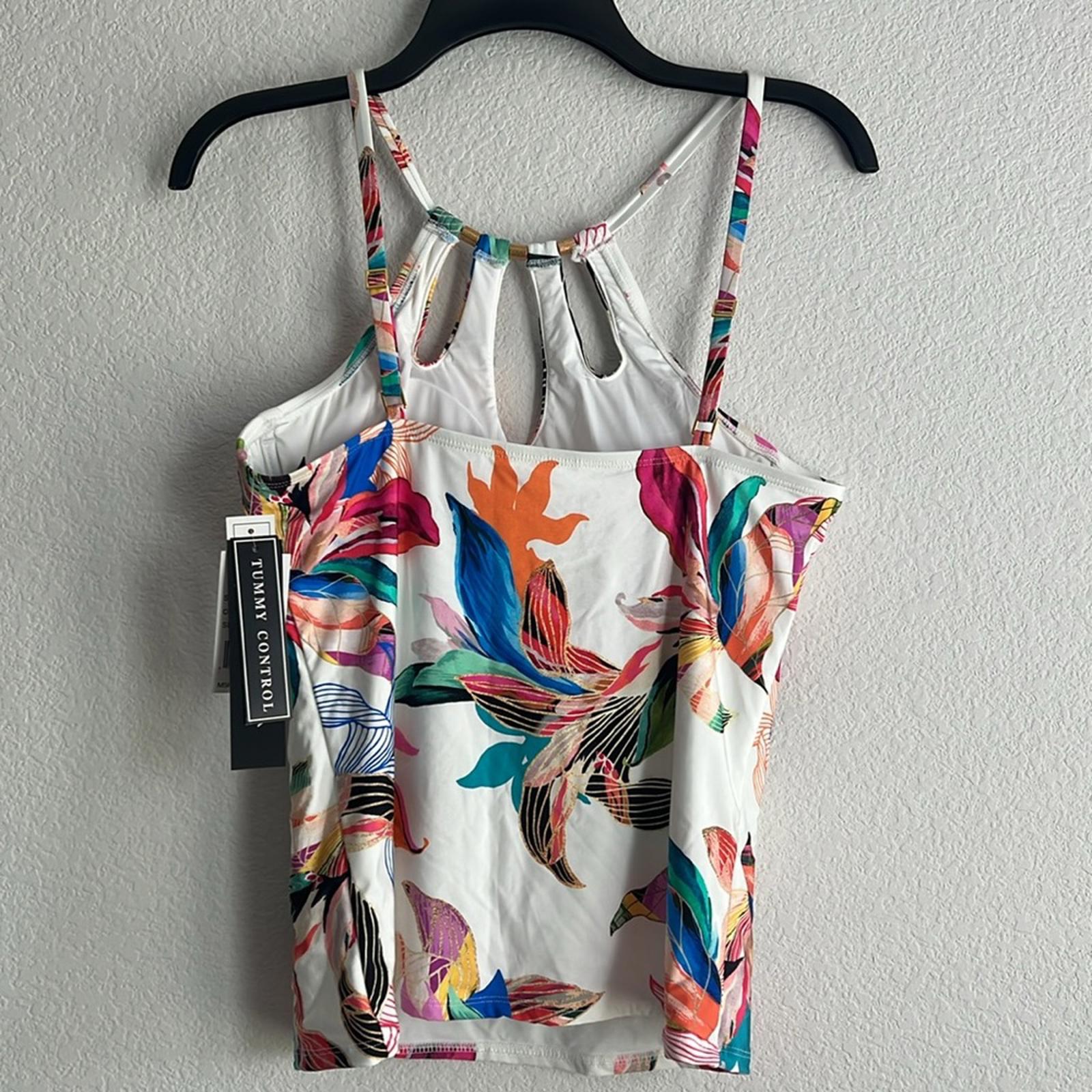 La Blanca Paradise Floral Keyhole Hi-Neck Tankini Top, NWT, Size 10