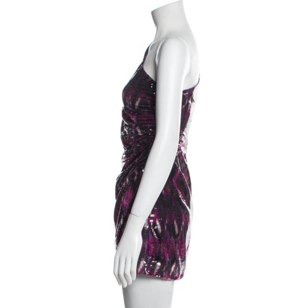 MISA Revolve Nova One-Shoulder Sequin Mini Dress, Purple Size S New w/Tag $370