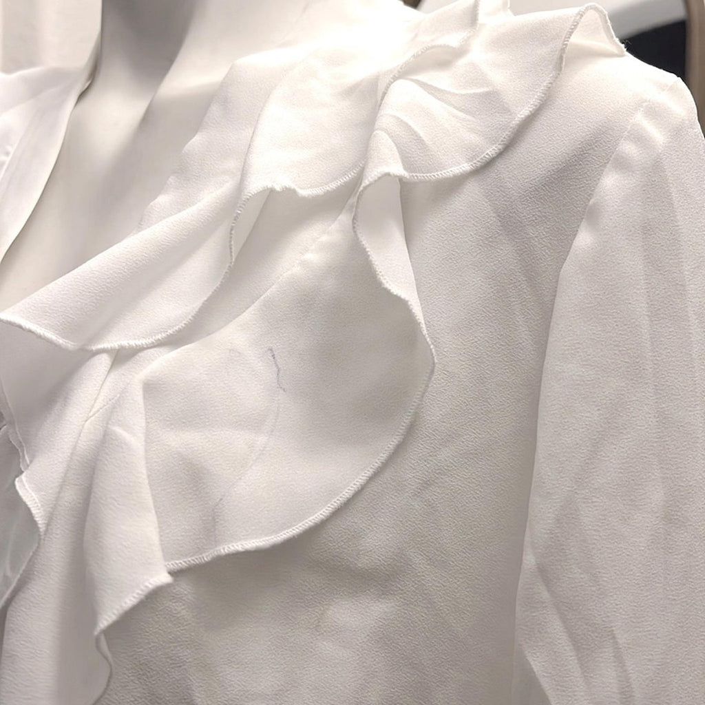 KASPER Ruffled Tie-Neck Blouse, Lily White, Plus Size 2X New w/Tag $89 SOLD OUT