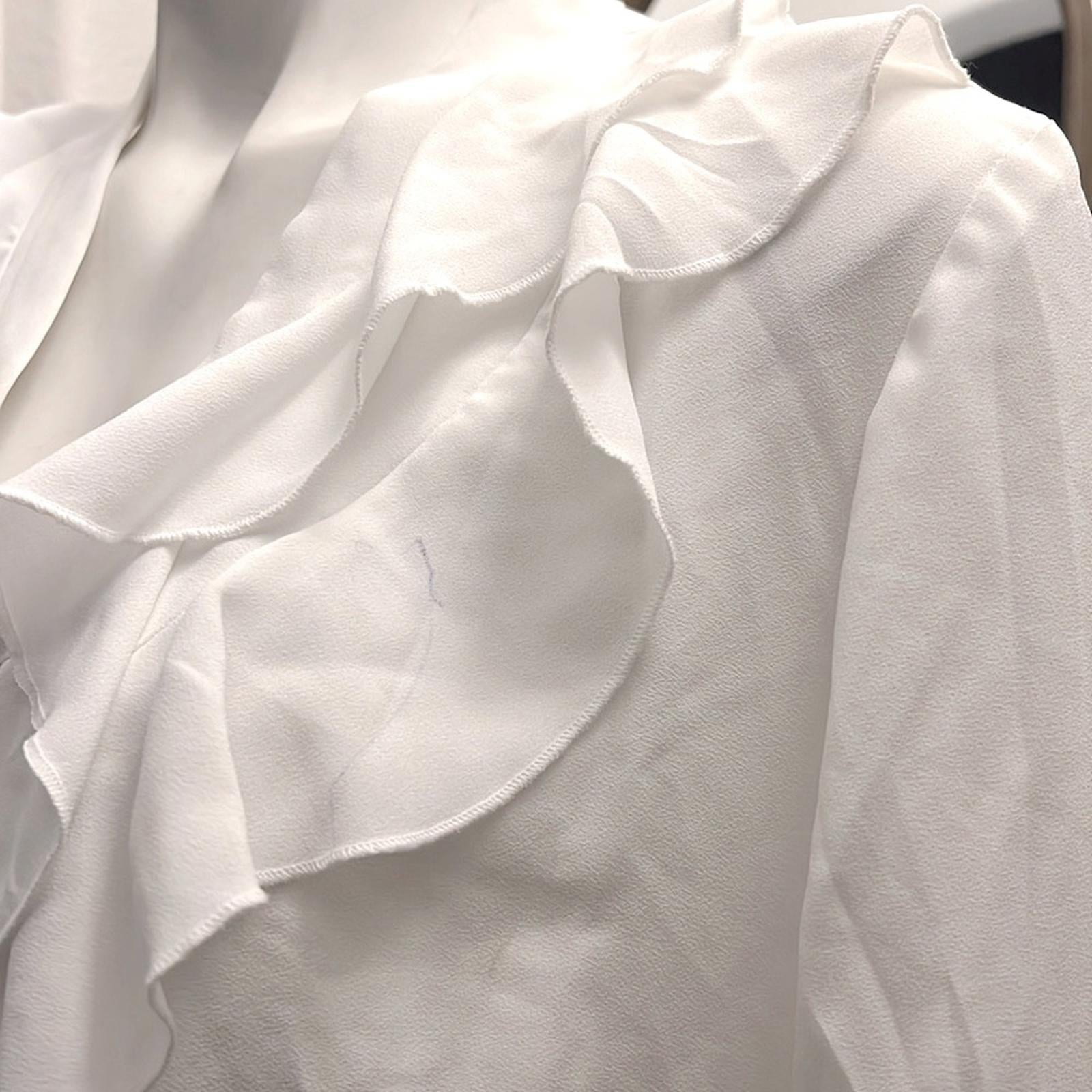 KASPER Ruffled Tie-Neck Blouse, Lily White, Plus Size 2X New w/Tag $89 SOLD OUT