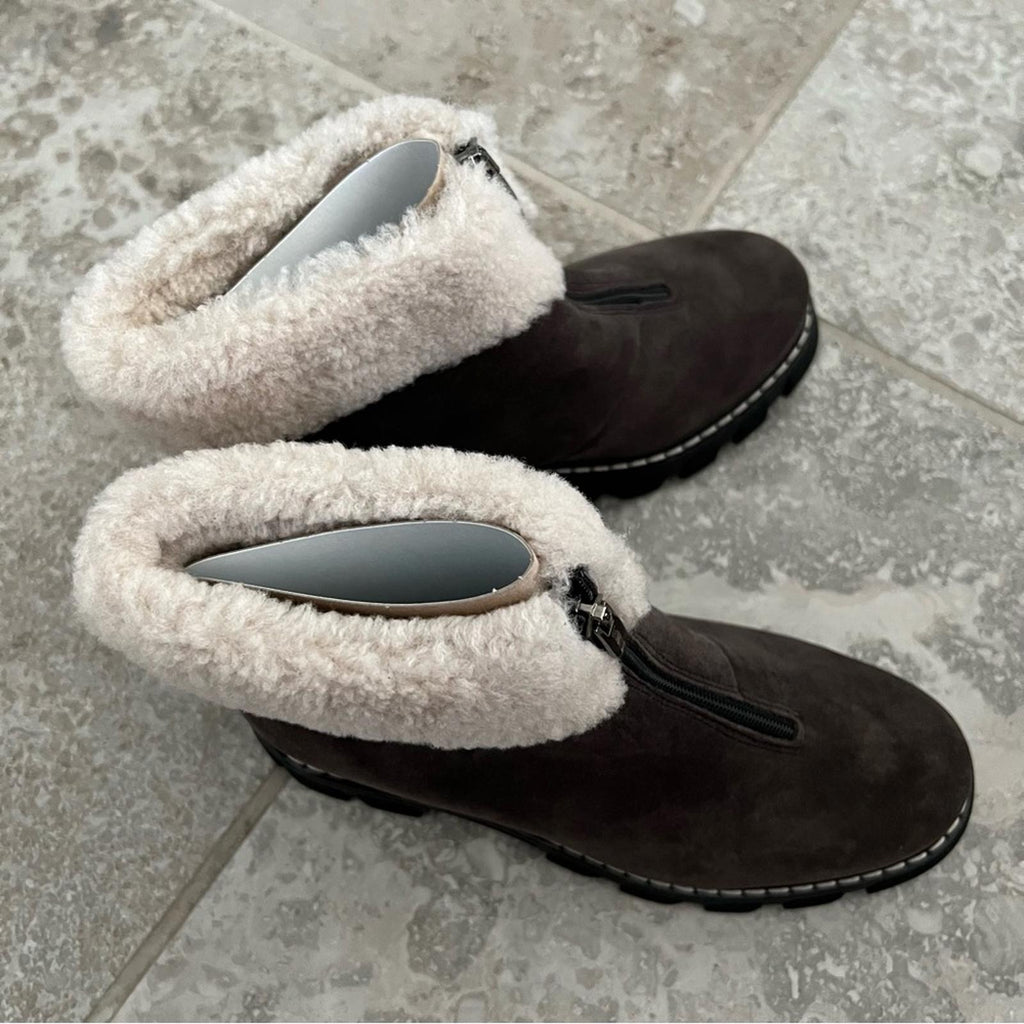 La Canadienne Abba Suede Shearling Waterproof, Brown Size 5M NEW Retail $585