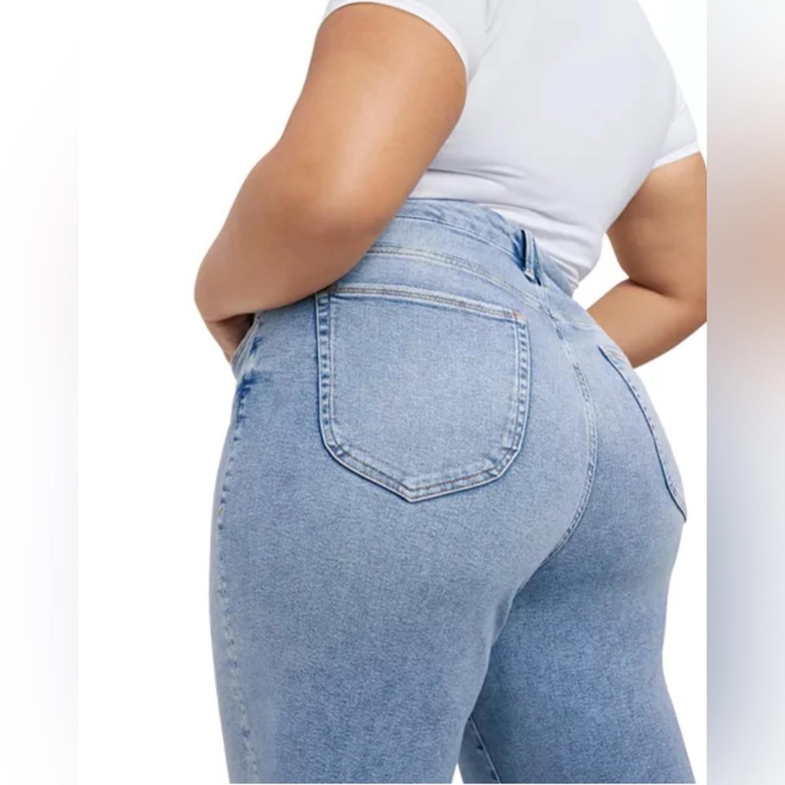 Good American High Rise Cropped Wide Leg Jeans in Blue Indigo, NWT, Size 16