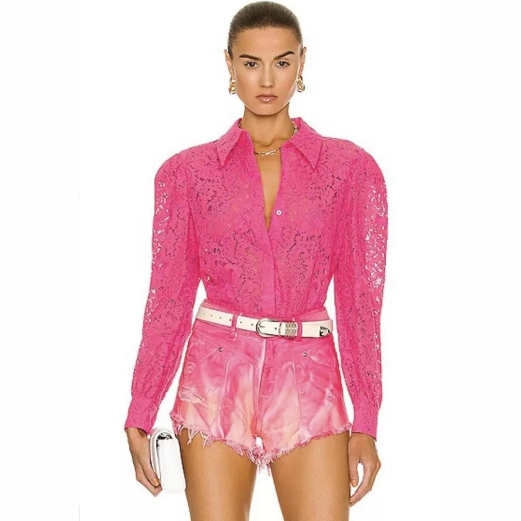 New L’Agence Jenica Lace Blouse, Pink Size XS New w/Tag