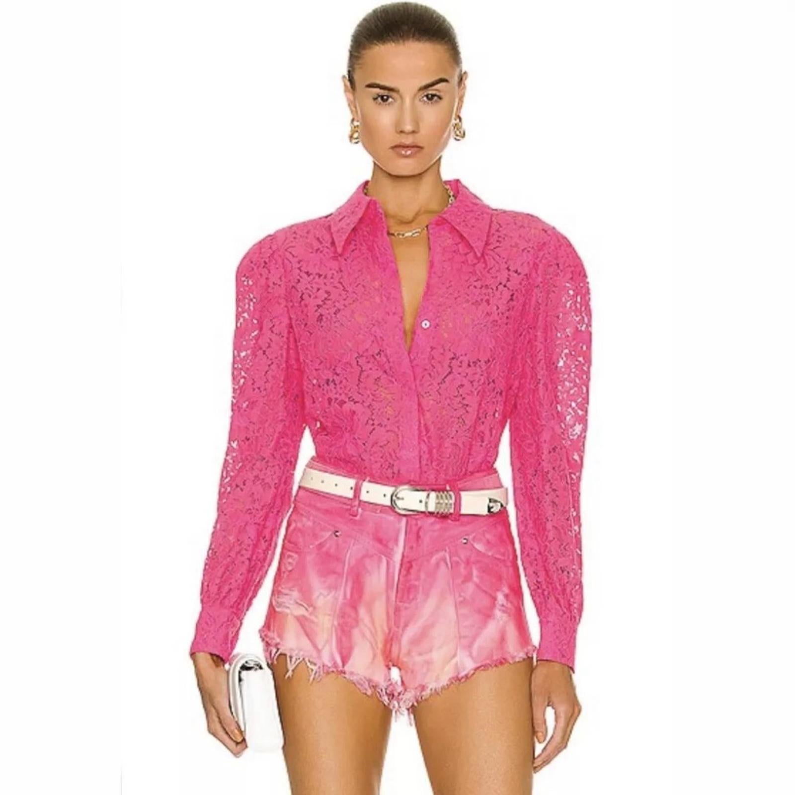 New L’Agence Jenica Lace Blouse, Pink Size XS New w/Tag