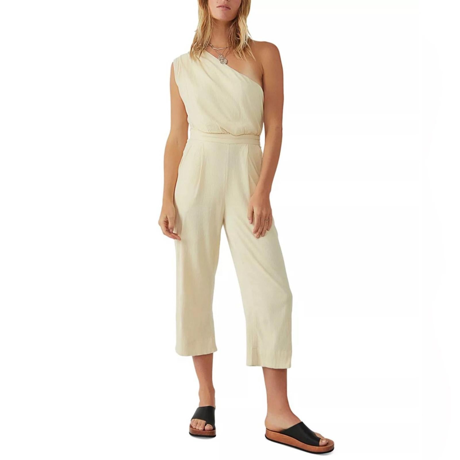 Free People Avery One-Shoulder Cropped Jumpsuit, Revolve Size 0 New w/Tag