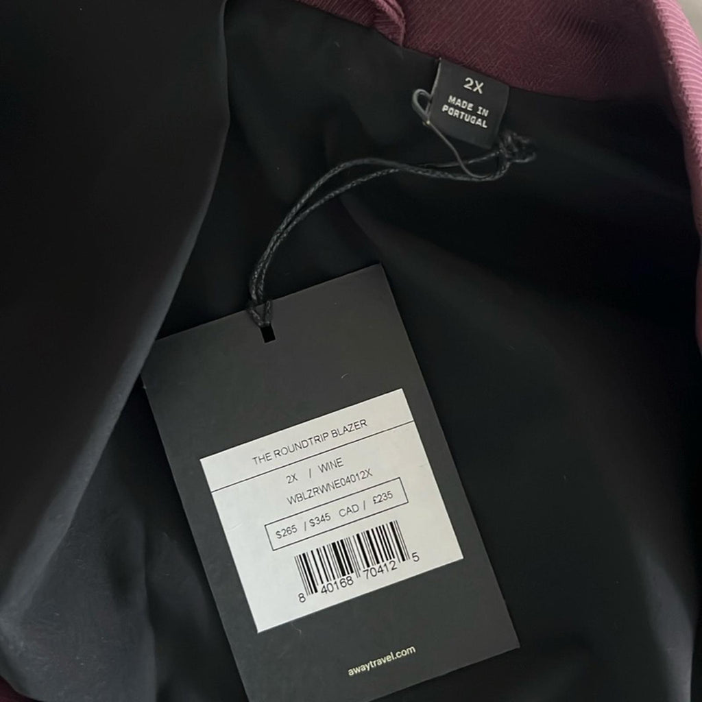 AWAY The Roundtrip Double-Breasted Blazer in Wine, Size 2X New w/Tag