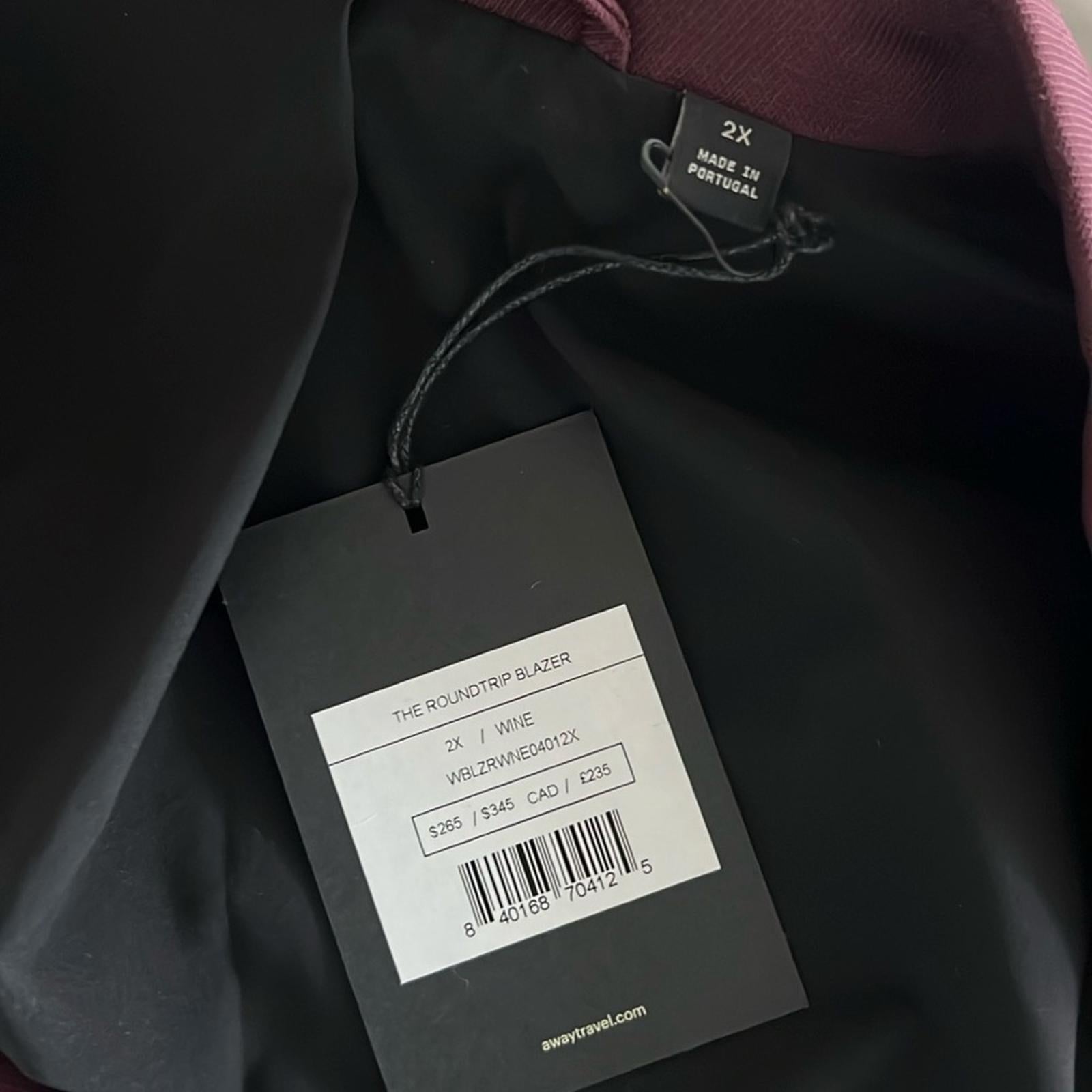 AWAY The Roundtrip Double-Breasted Blazer in Wine, Size 2X New w/Tag