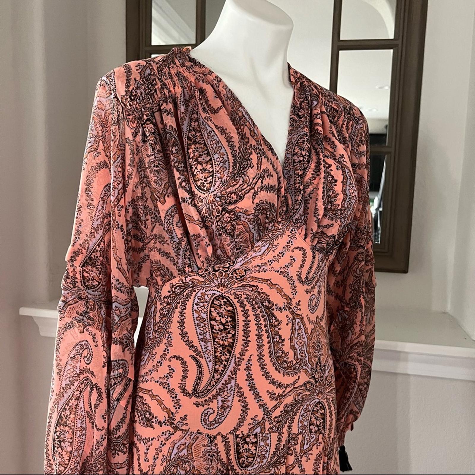 Free People Mirage Boho Printed Maxi Dress in Orange Maxikjole Size 4 NEW $198