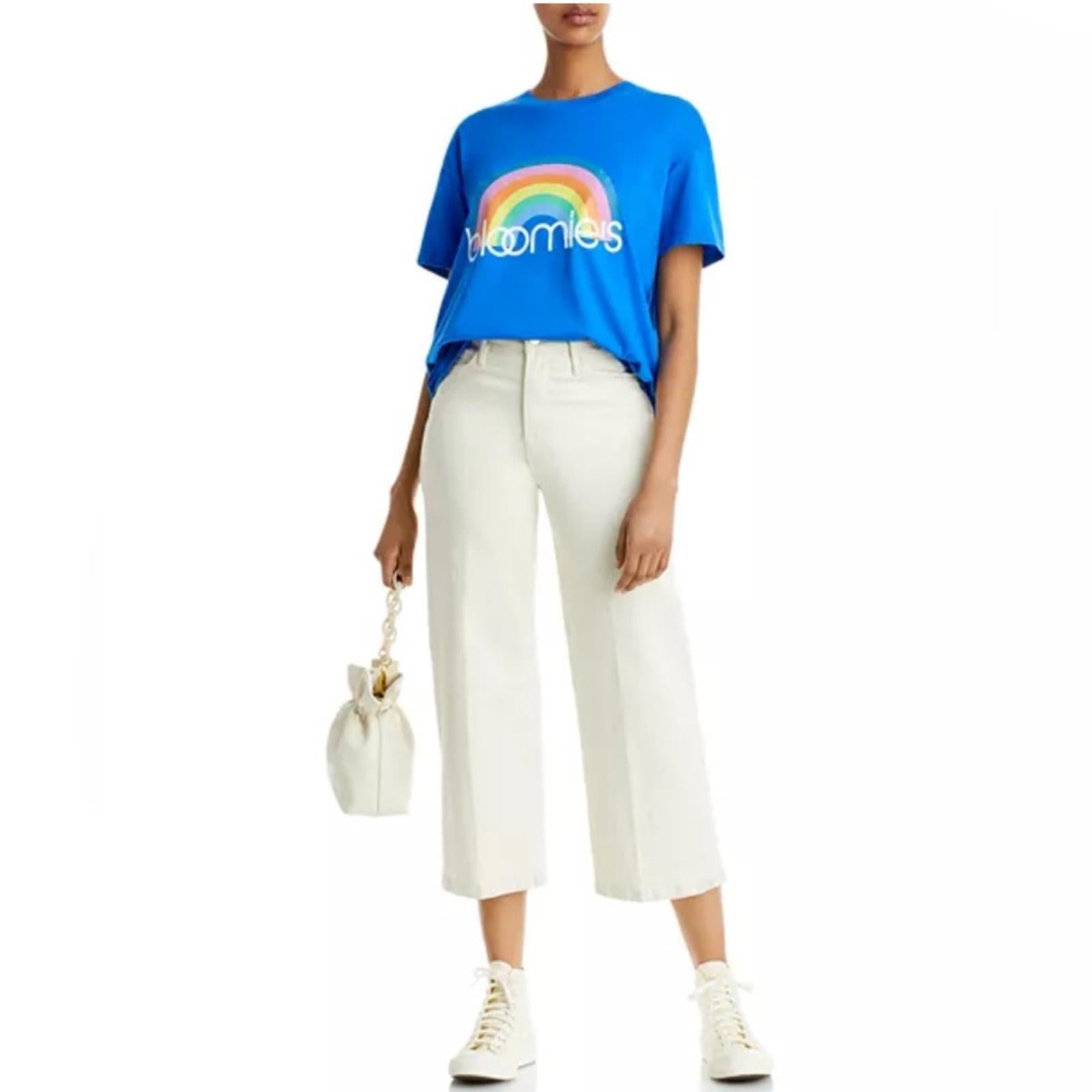 Bloomie's Unisex Rainbow Logo Tee in Lapis/Blue, Size L NEW w/Tag