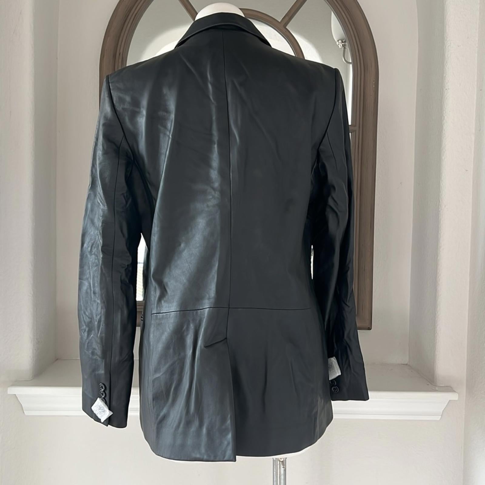 Ralph Lauren Double-Breasted Lambskin Blazer in Black, Size 14 New w/Tag $795