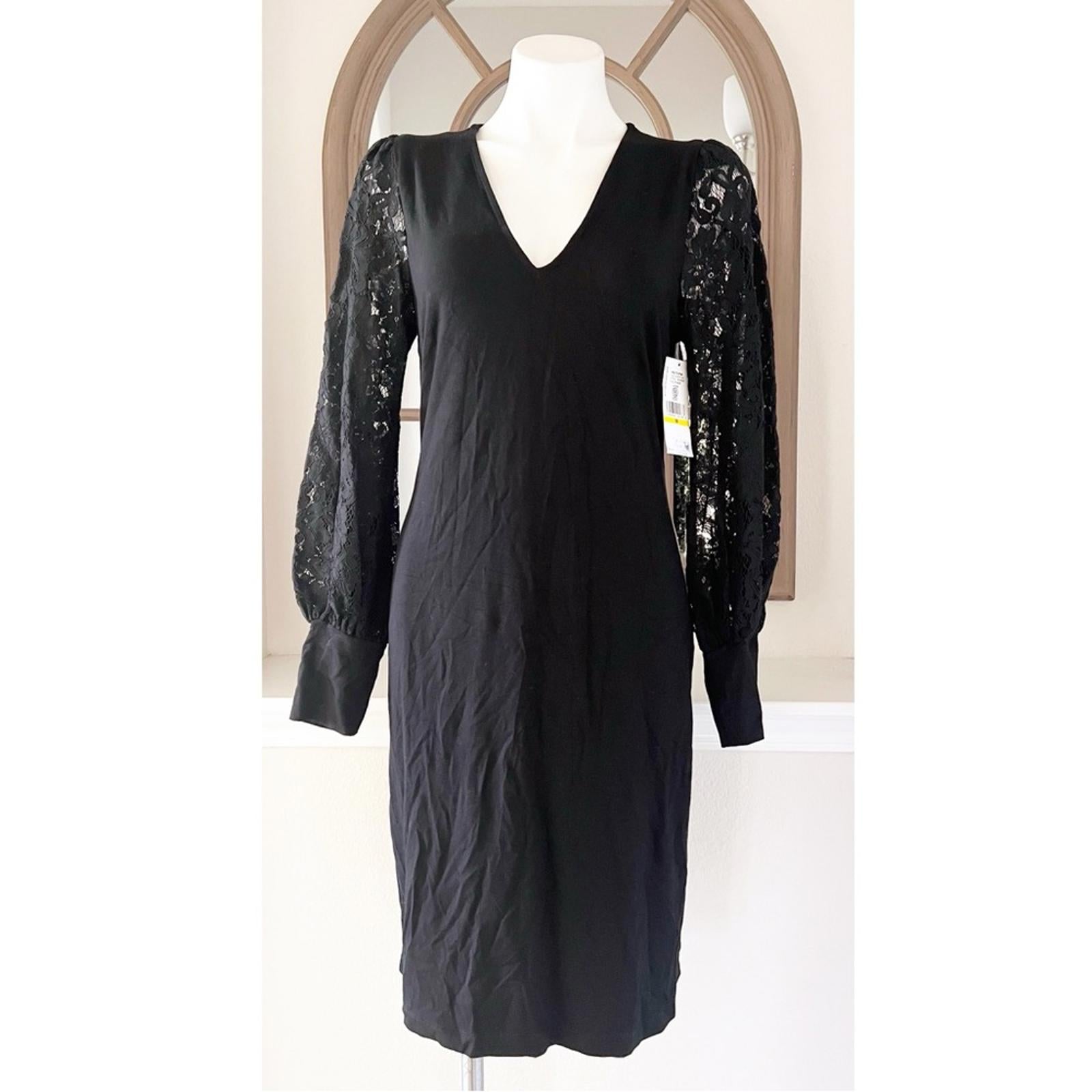 Karen Kane Lace V-Neck Midi Dress in Black, Size M New w/Tag $158