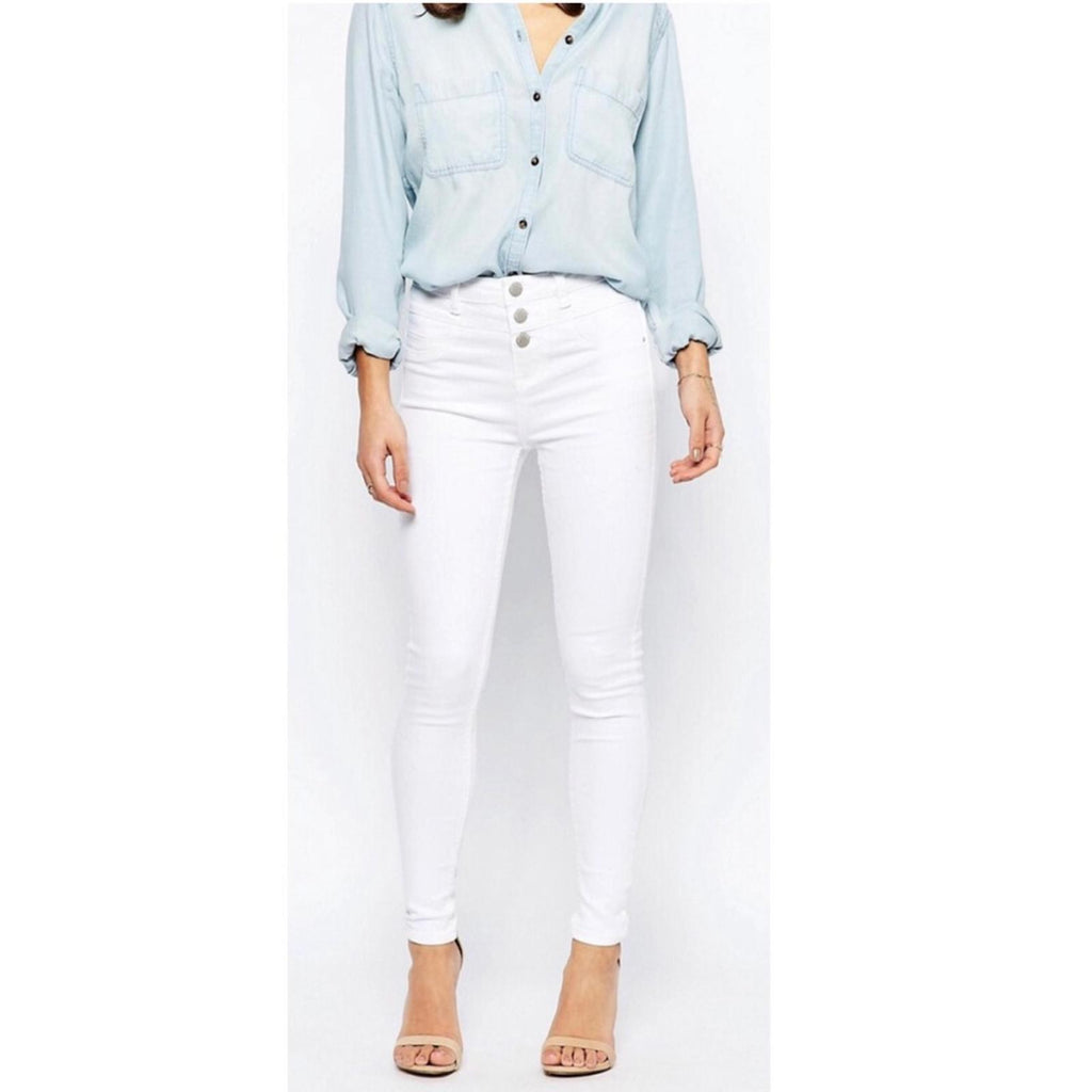 New Look High Waist Super Skinny Jeans in White, Size UK18 / US14